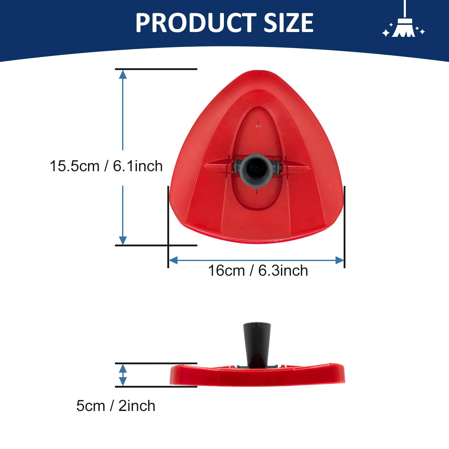 Oceda EasyWring Spin Mop Replacement Head - Compatible with 1-Tank System Mop, Rotating Triangle Mop Head Cover & Plastic Base Accessories | Perfect for Kitchen, Bathroom & Hard Floor Cleaning