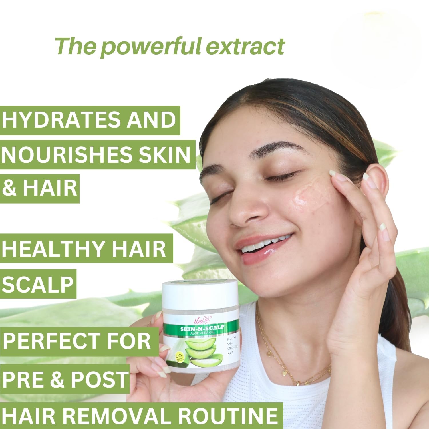 100% Pure Aloe Vera Gel for Face, Skin & Hair - 100g | Hydrating & Moisturizing Treatment for Glowing Skin, Healthy Scalp & Stronger Hair | Halal Certified, Vegan & Cruelty-Free | Perfect for Sunburn Relief, Daily Skincare & Hair Care Routine