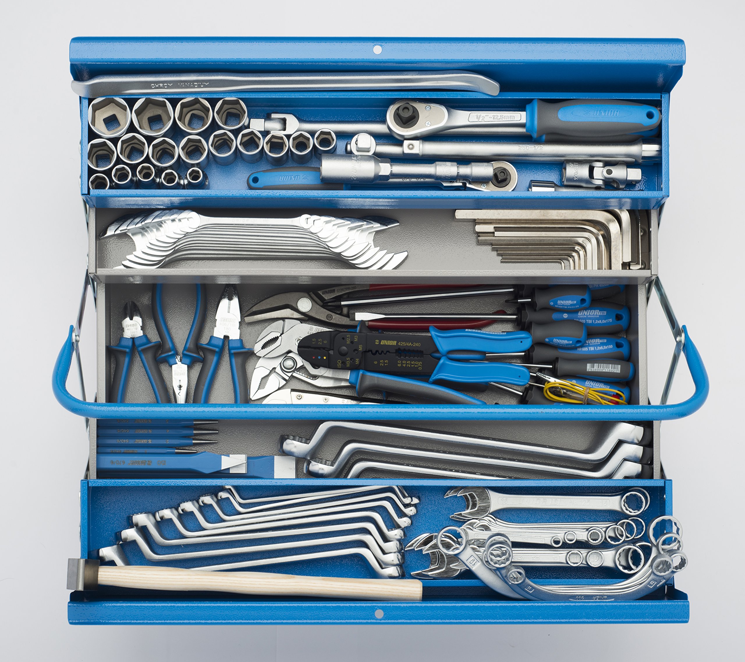 Unior 912/5 Professional Tool Set with Durable Tool Box - Perfect for Home Repairs, Automotive Maintenance & DIY Projects