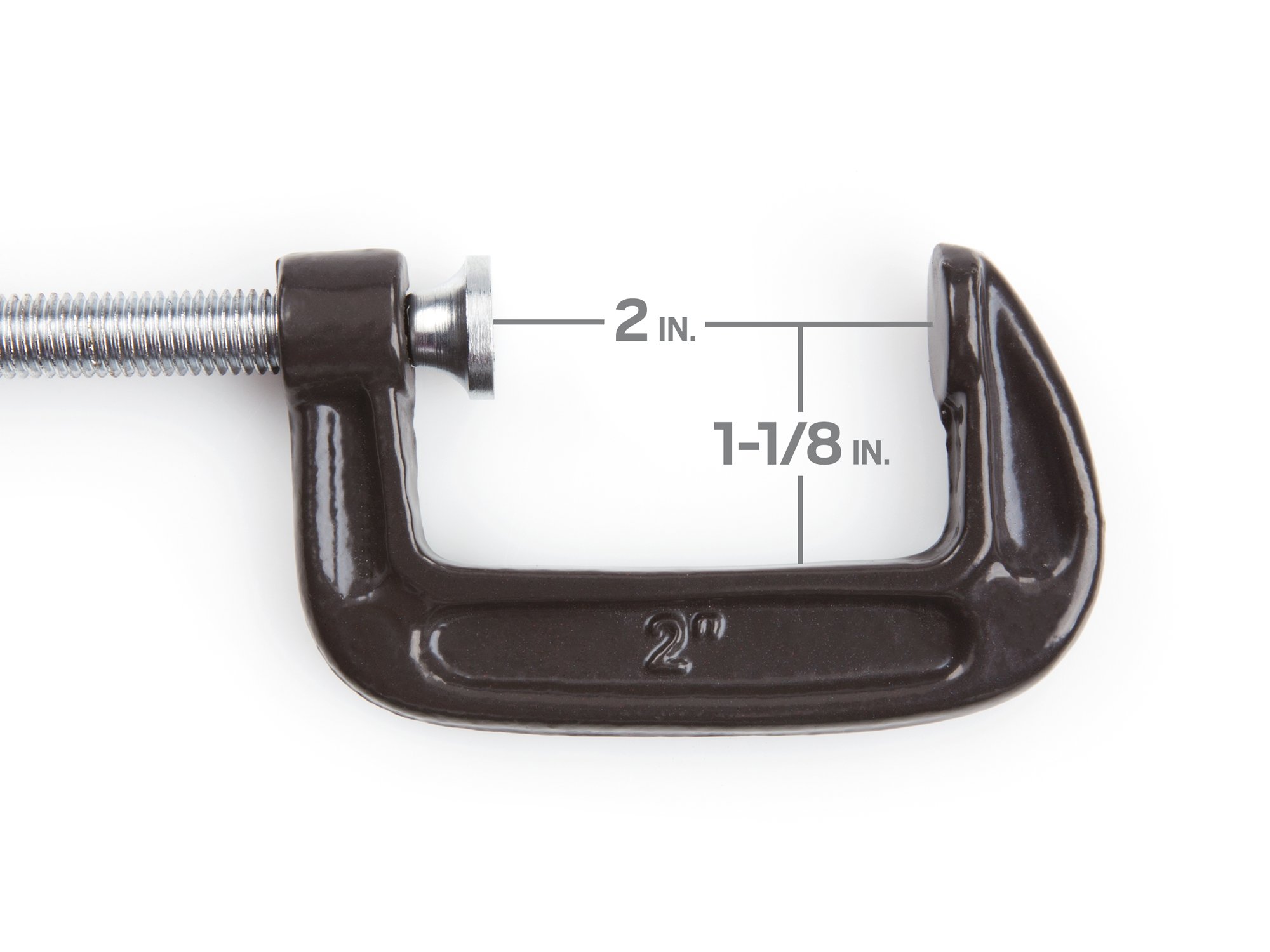 TEKTON 4011 2-Inch Malleable Iron C-Clamp - Heavy Duty Workshop Clamp for Woodworking, Metalworking & DIY Projects