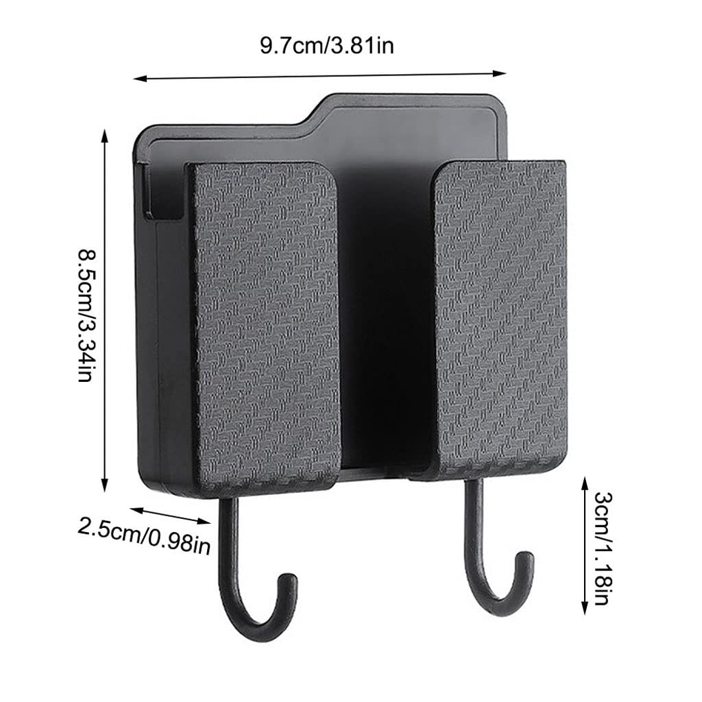 Wall Mounted Storage Organizer - Remote Control Holder & Phone Stand, Plastic Home Storage Box for Living Room, Bedroom, Office (Black) - Perfect for TV Stand Organization, Nightstand Storage, and Desk Accessories