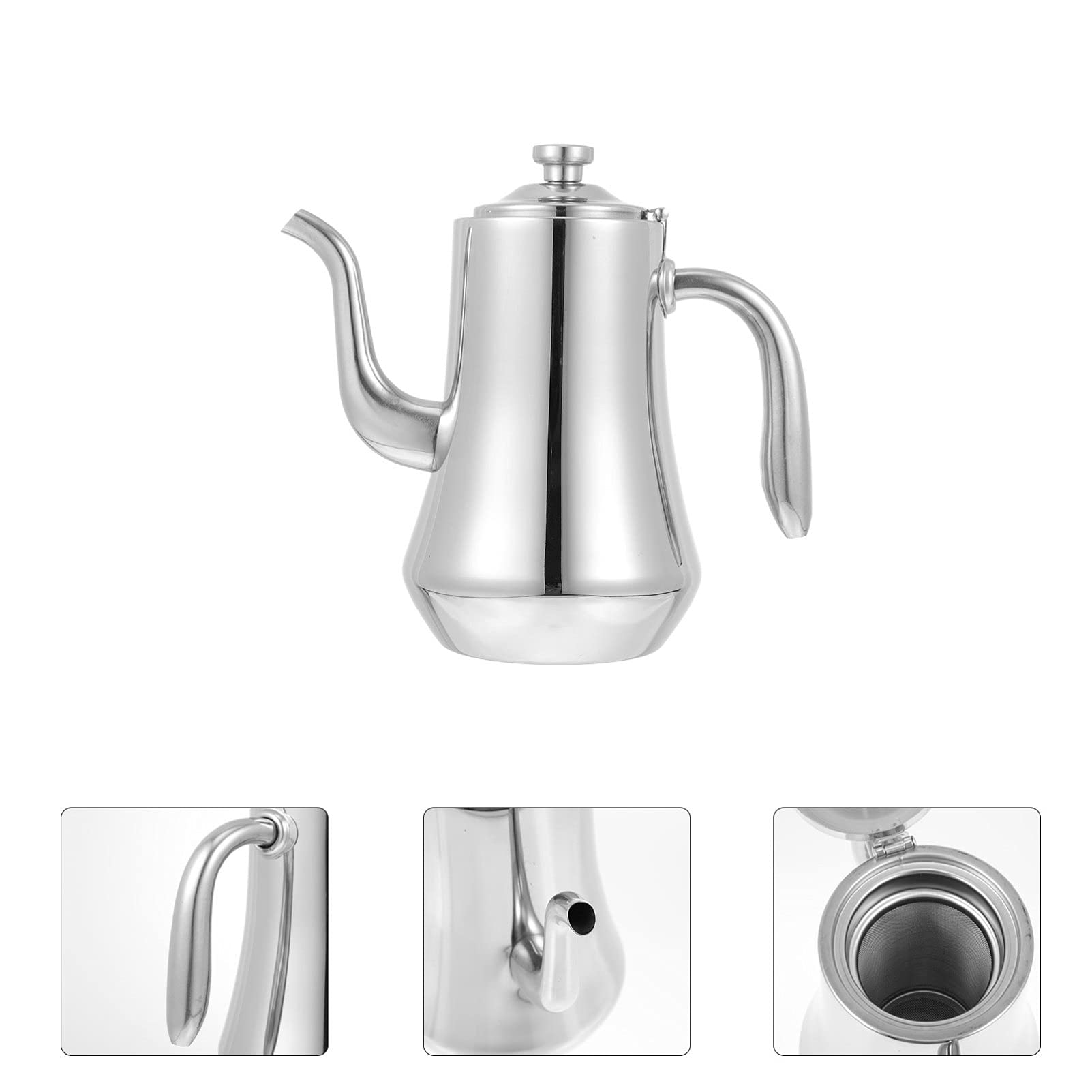 Hemoton 1Pc Stainless Steel Gooseneck Kettle - Stovetop Teapot, Espresso Pour Over Coffee Maker, Oil & Vinegar Dispenser, Milk Jug for Home Kitchen & Barista Use - Perfect for Coffee Brewing, Tea Making & Cooking Oil Pouring