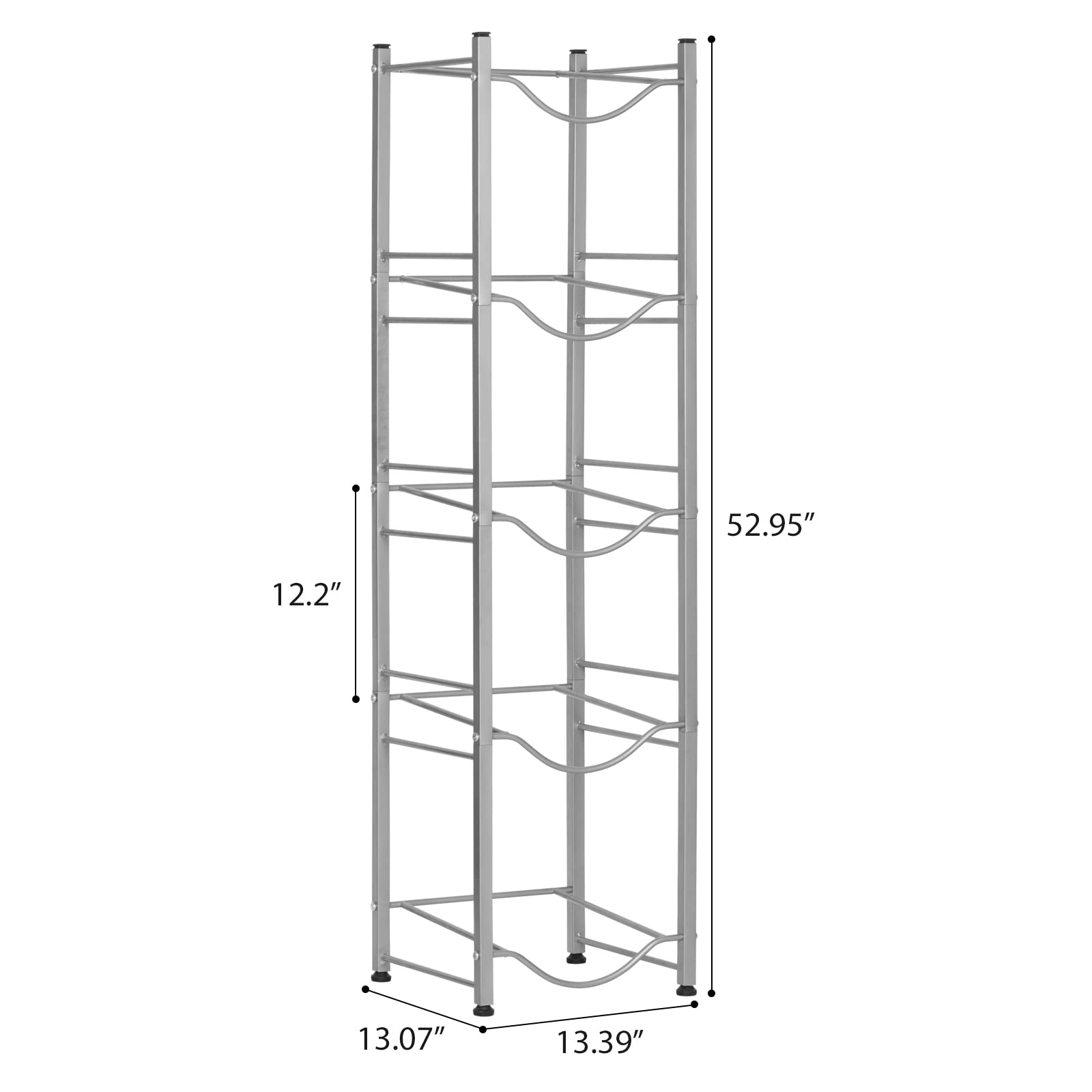 5-Tier 5 Gallon Water Jug Rack - Heavy Duty Water Bottle Storage Organizer for Kitchen, Office, Garage | Space Saving Solution for Home & Commercial Use (Silver)