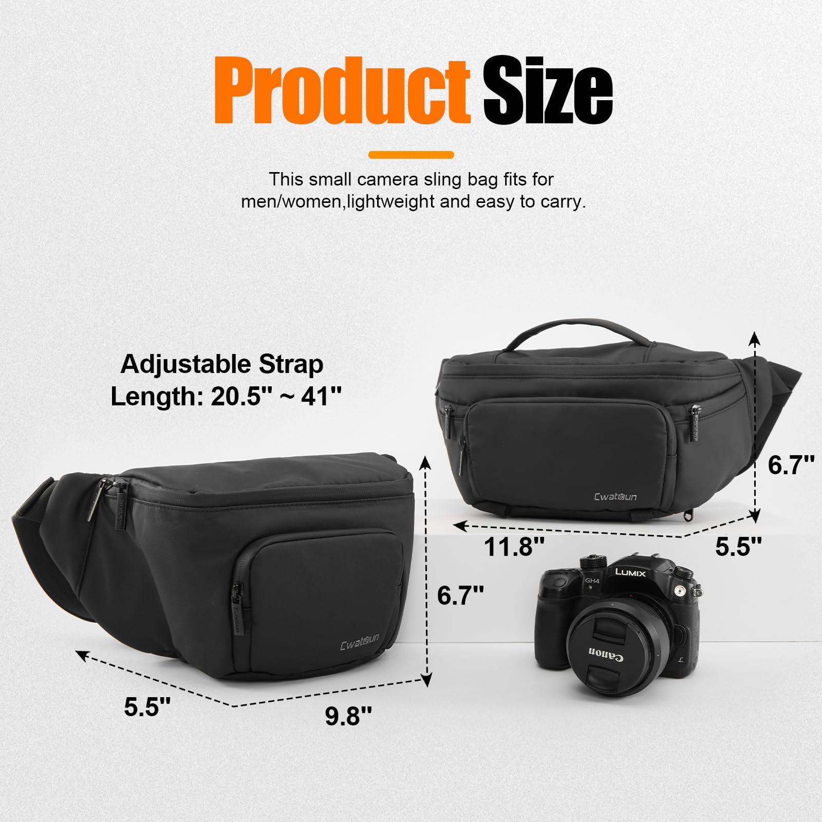 Waterproof Camera Belt Bag for DSLR/SLR - Shoulder Bag for Canon Nikon Sony Fuji - Daily Carry Storage Bag (Black) - Perfect for Travel, Hiking & Outdoor Photography