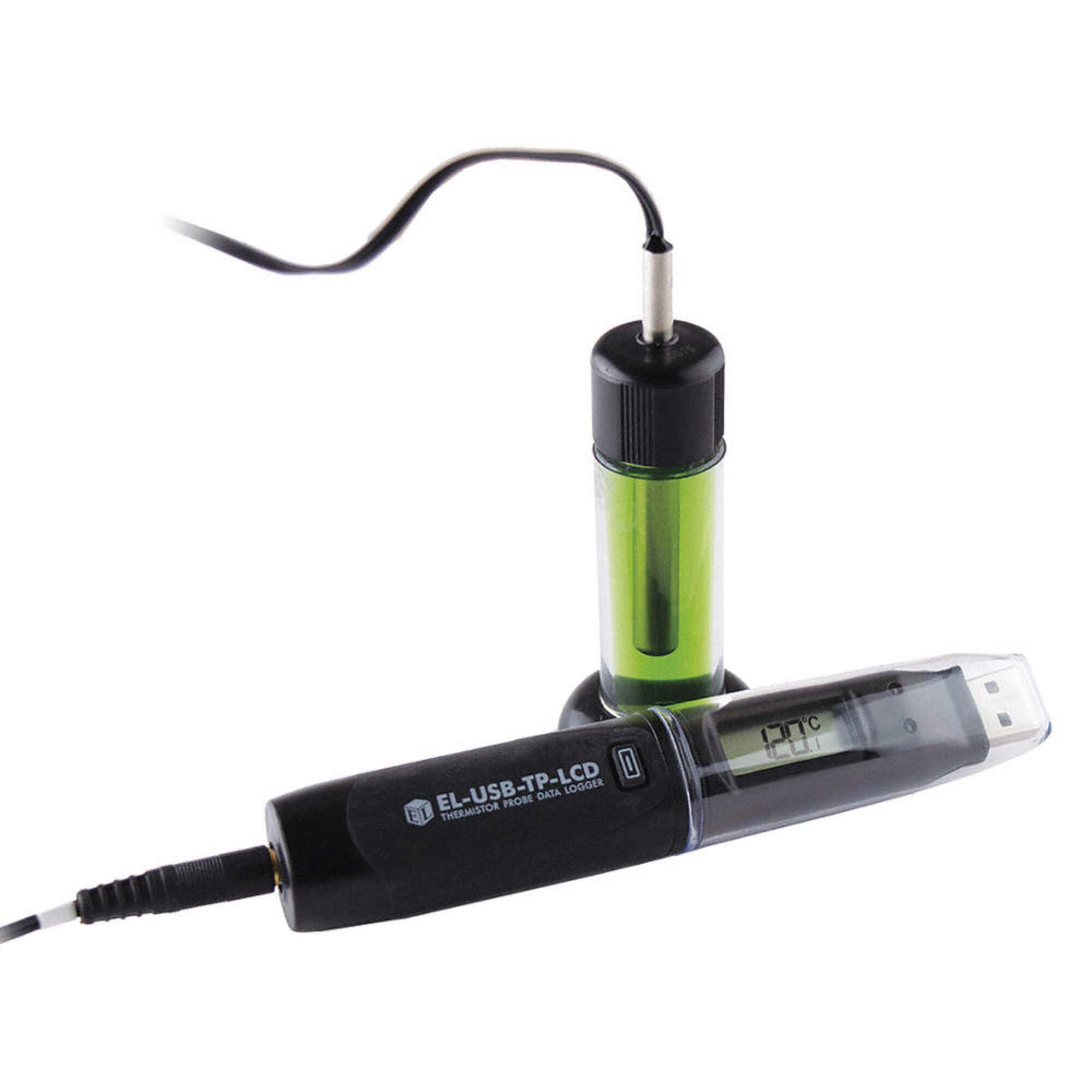 Lascar USB Data Logger with Thermistor Probe - Glycol-Filled Bottle for Temperature Monitoring | VFC Compliant | Perfect for Food Storage, Pharmaceutical, and Laboratory Applications