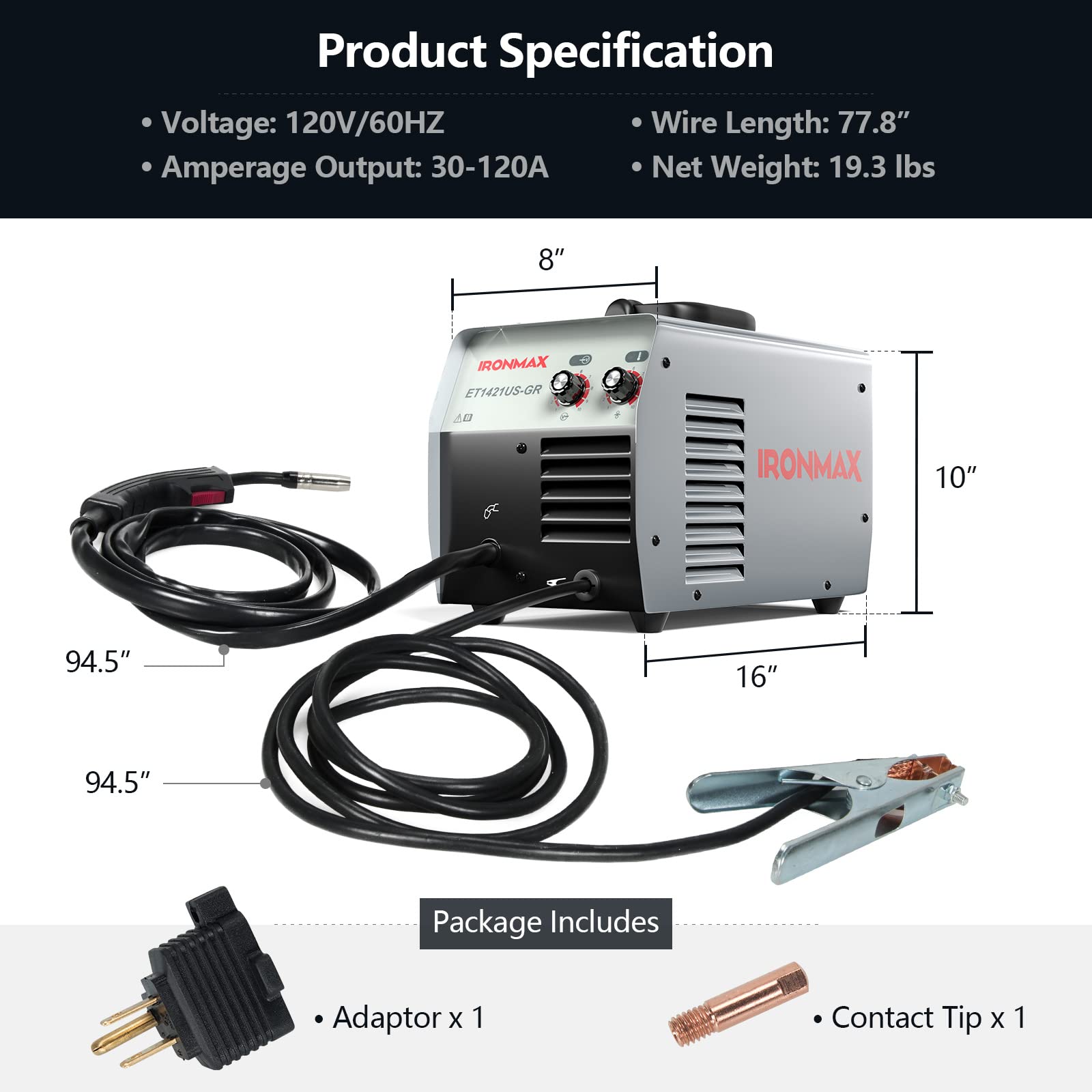 Goplus MIG 140 Welder - 120V Flux Core Welding Machine with IGBT Inverter Technology, Integrated MIG Torch & Earth Clamp (Includes Bonus Adapter & Contact Tips) - Perfect for DIY Projects, Home Repairs, and Metal Fabrication