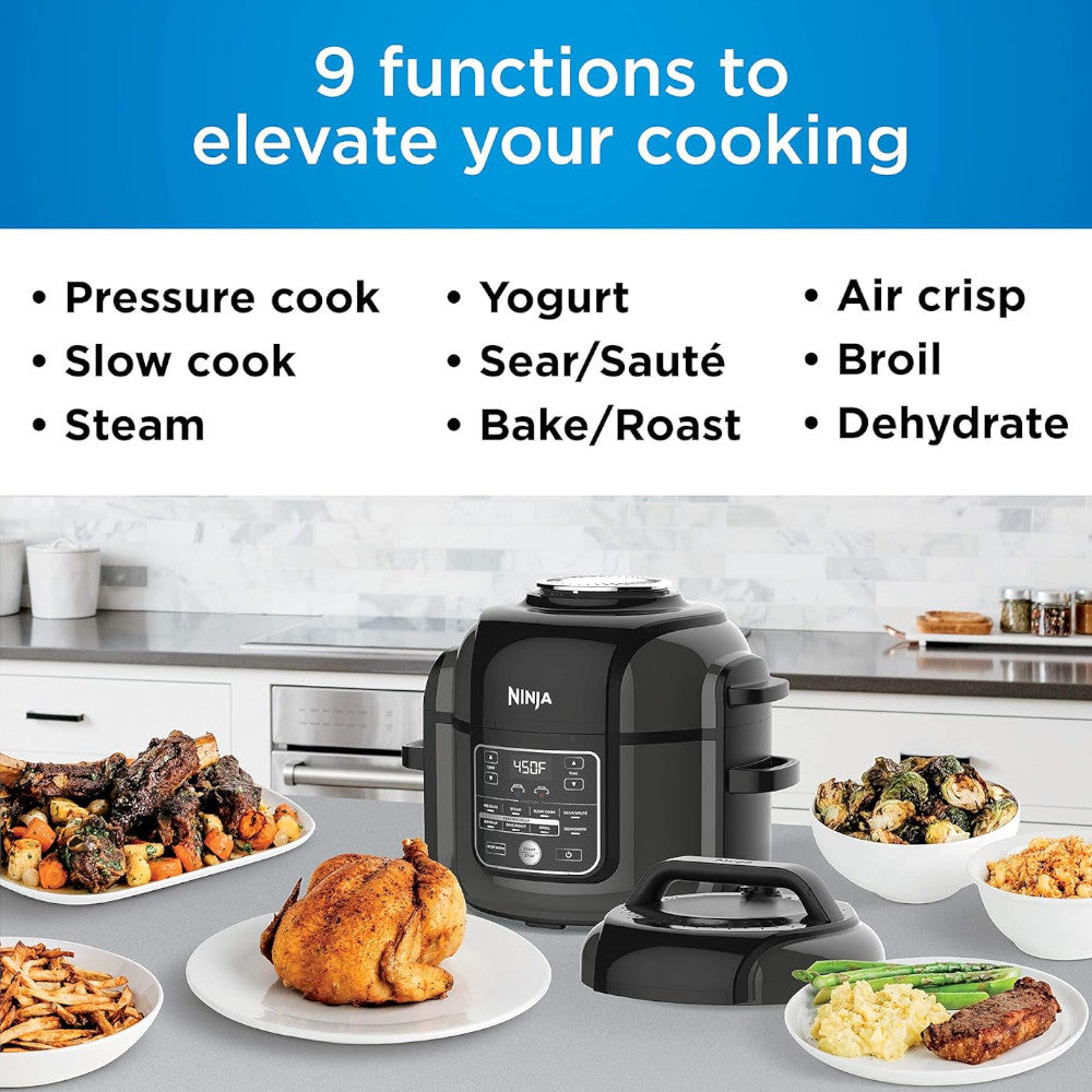 Ninja OP302 Foodi 9-in-1 Pressure Cooker & Air Fryer | Certified Refurbished with Home Essentials Warranty | Perfect for Quick Meals, Healthy Cooking & Family Dinners