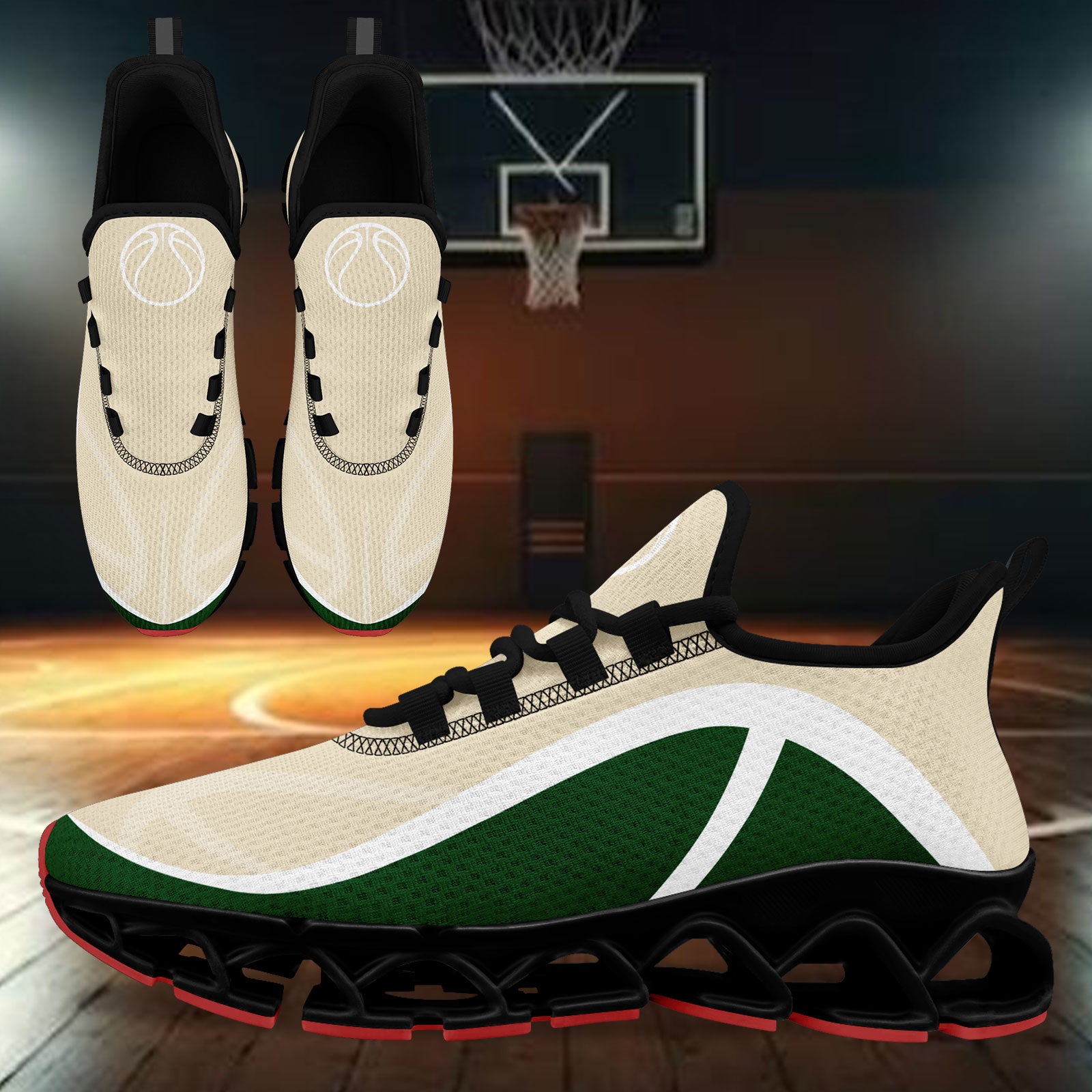 Custom Green Cream Maxsoul Sneakers - Personalized Comfort Shoes FN003XD D020391 Size 14 | Trendy Casual Wear for Men & Women, Perfect for Walking, Gym, and Street Fashion
