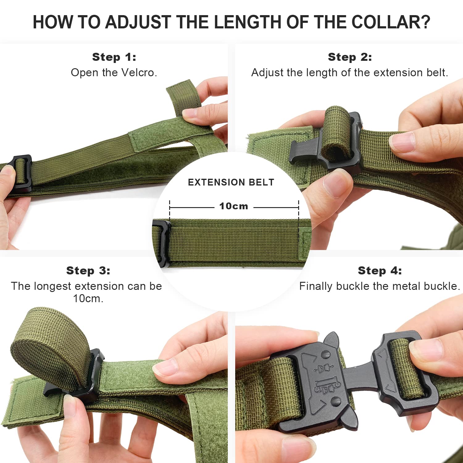 Military-Grade Tactical Dog Collar & Bungee Leash Set - Heavy Duty Adjustable K9 Collar with Control Handle - Army Khaki Nylon & Metal Buckle for Large Dogs - Perfect for Training, Hiking & Outdoor Adventures (XL)