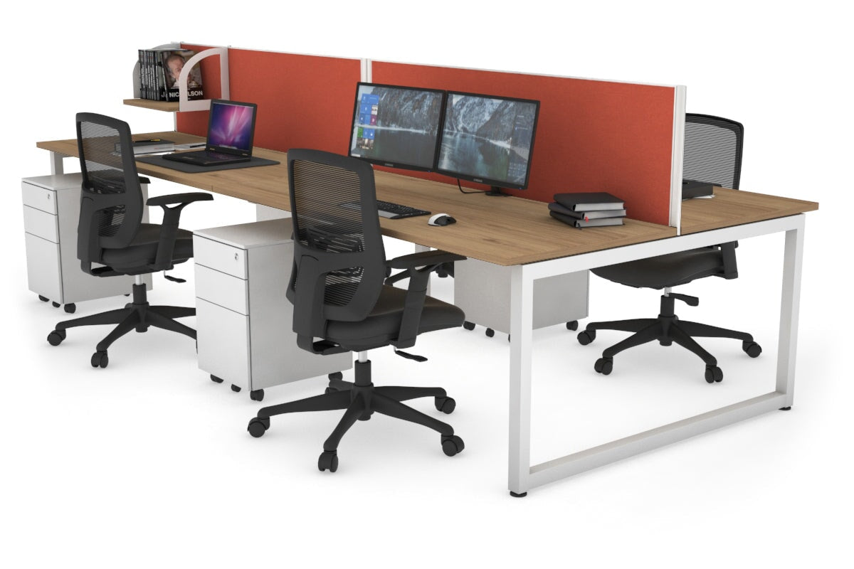 Quadro Loop Legs 4 Person Office Workstation Desk - 1800L x 700W - Modern Collaborative Workspace Solution for Team Projects & Office Meetings