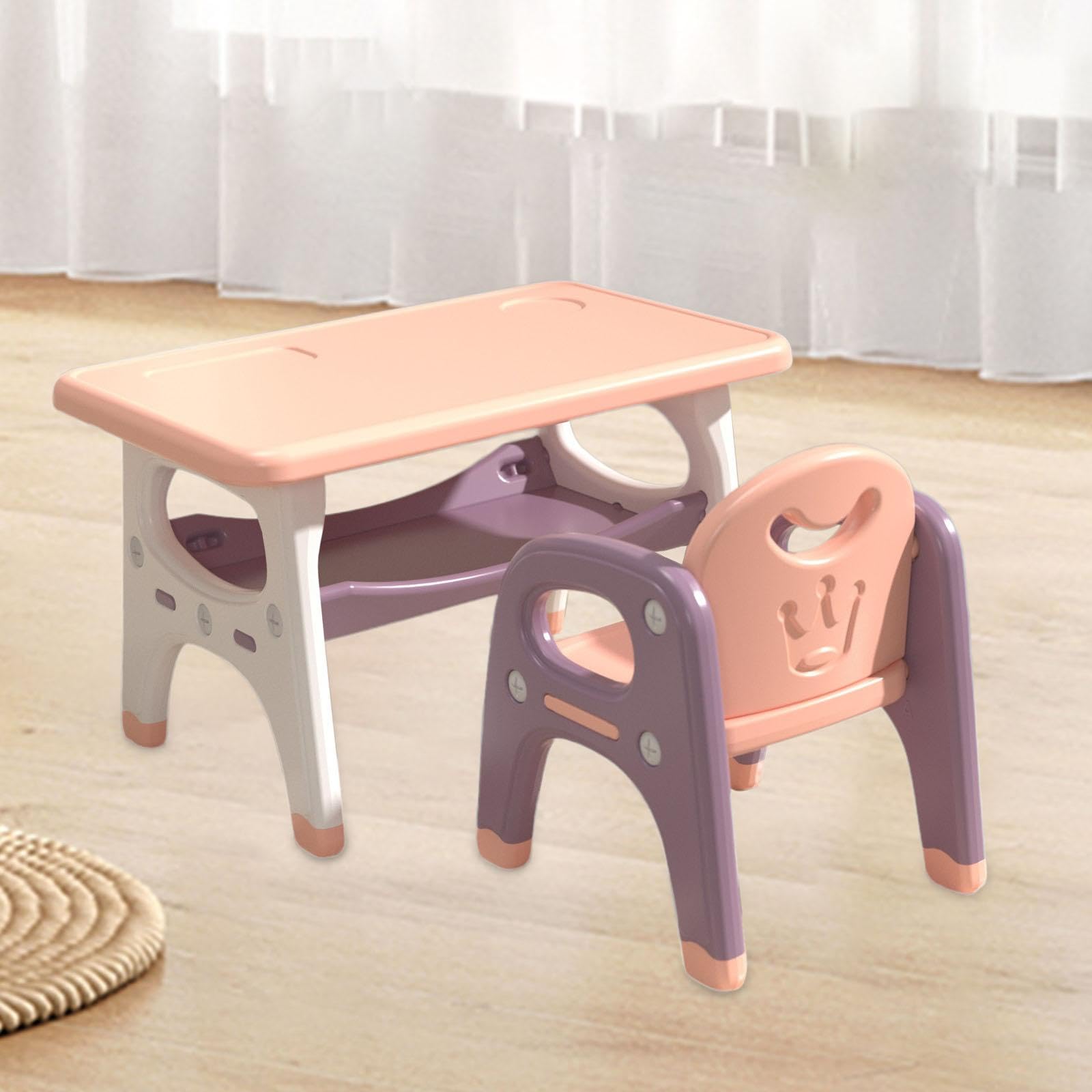 Best Kids Drawing Table and Chair Set - Portable Children's Desk with Storage for Kindergarten, Study Room, Reading & Home - Pink & Purple - Perfect for Arts, Crafts, Homework & Playtime
