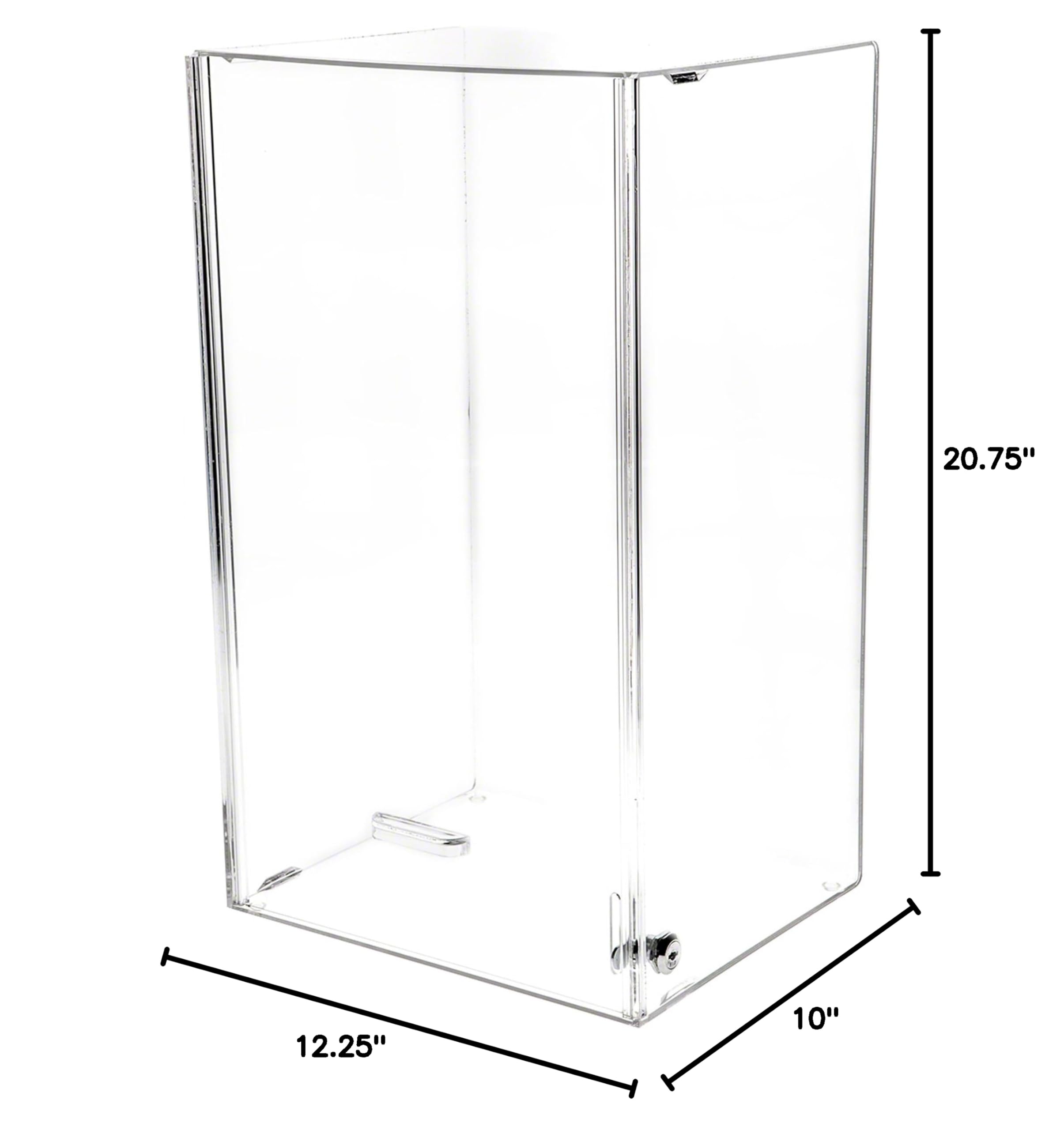 Plymor Clear Acrylic Locking Display Case with Sliding Back - 20.75x12.25x10 Inches - No Shelf Included - Perfect for Collectibles, Jewelry & Retail Displays
