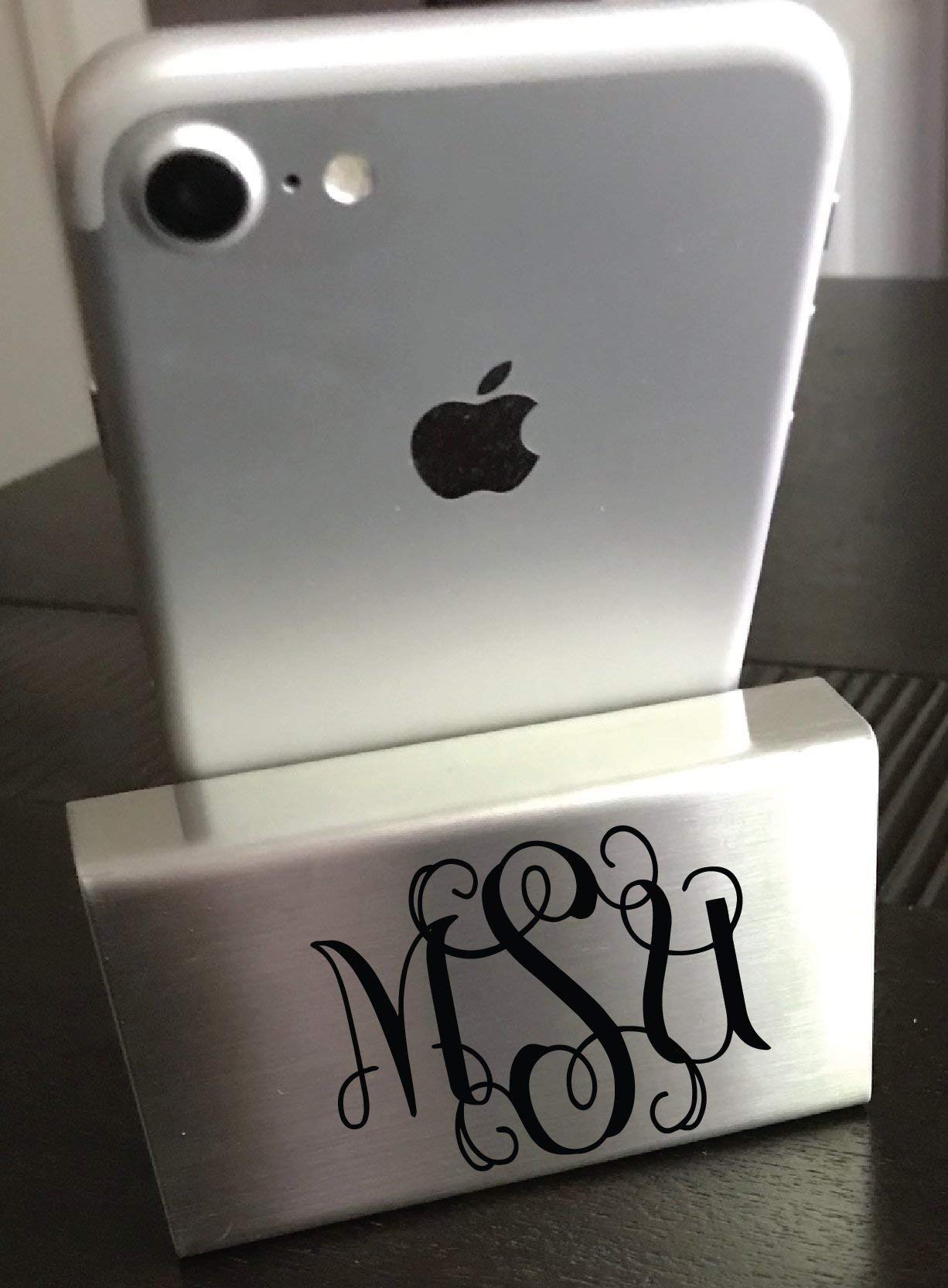 Custom Monogram Metal Phone Stand - Personalized Desk Accessory for Home, Office, and Car Use