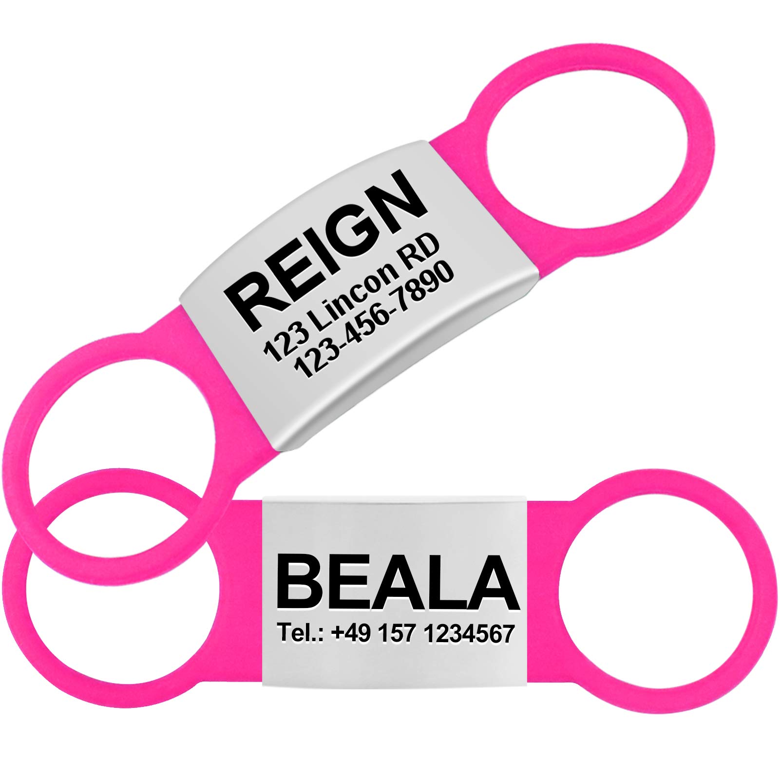 TagME 2 Pack Personalized Engraved Dog Tags - No Jingle Slide-on Pet ID Tags for Small, Medium & Large Dogs | Perfect for Puppy Training, Daily Walks & Pet Safety