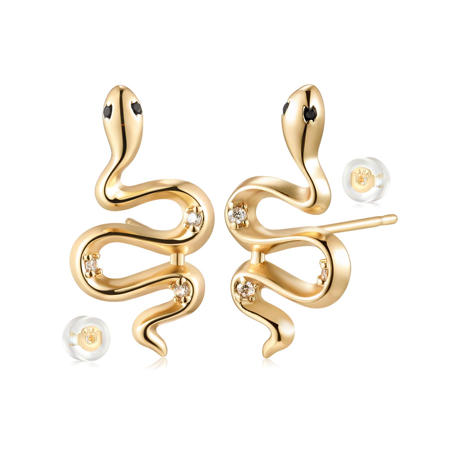 14K Gold Plated Snake Earrings for Women - Boho Dainty Stud Hoop Earrings | Hypoallergenic Handmade Jewelry Gift | Perfect for Date Night, Office Wear & Special Occasions