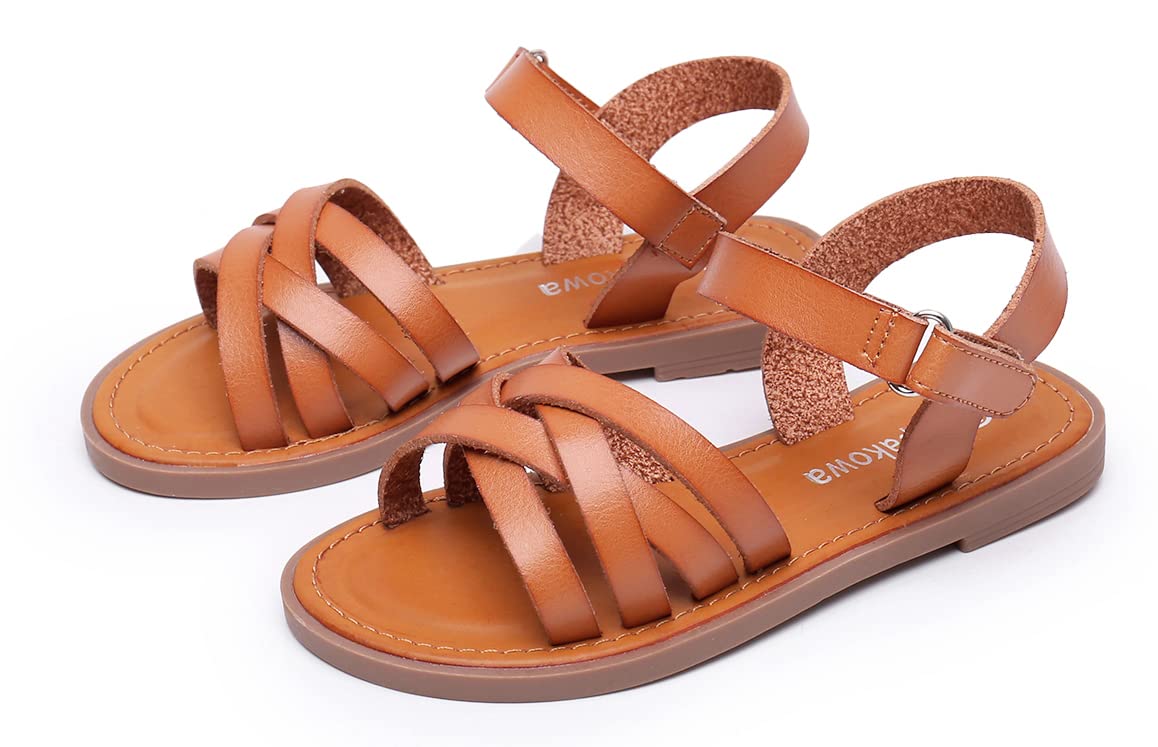 **Apakowa Girls' Open Toe Princess Flat Sandals - Strappy Summer Shoes for Toddler, Little Kid & Big Kid - Perfect for Beach, Park & Casual Outings**