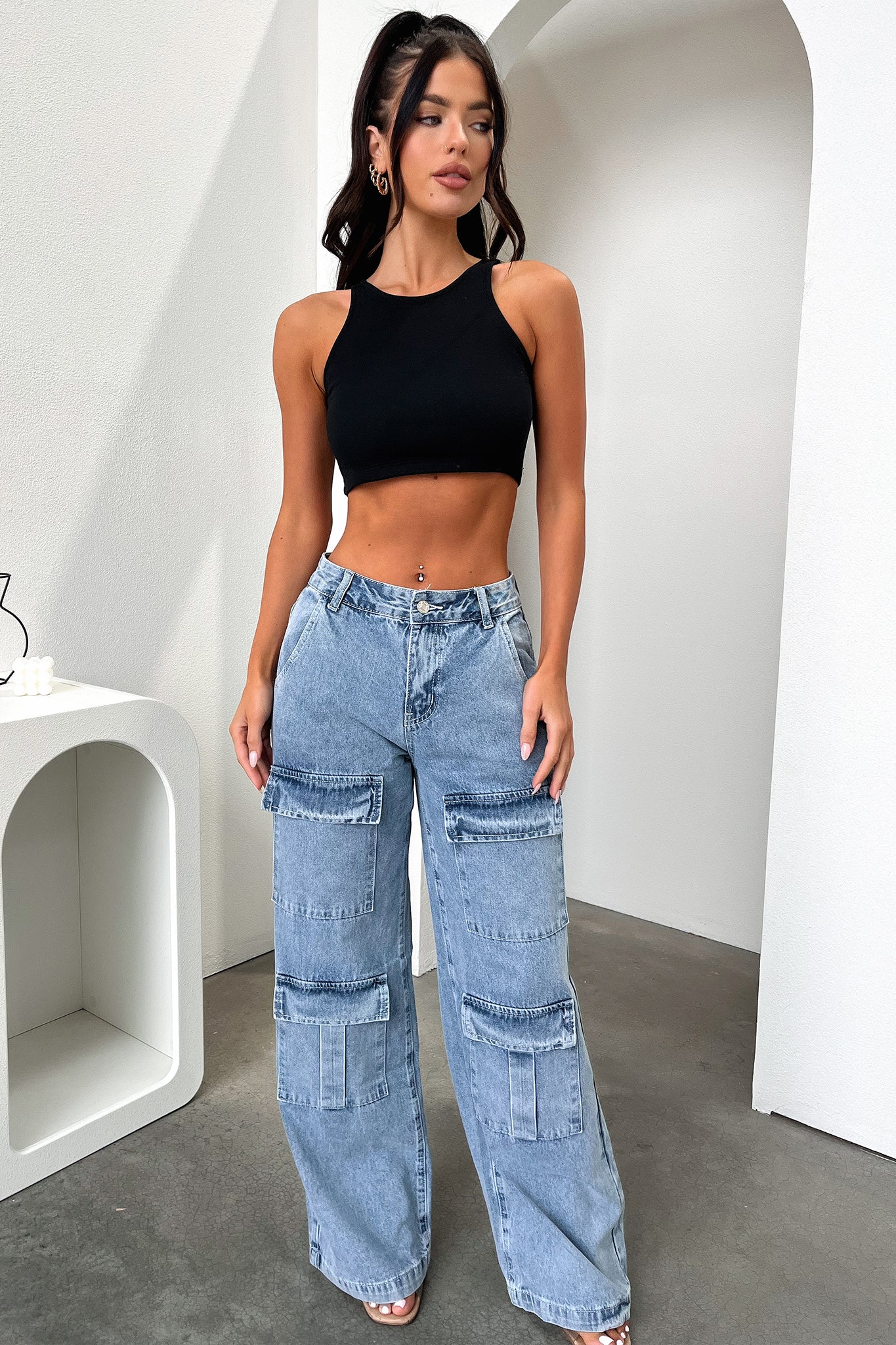 Adelina Black Crop Top for Women | Trendy Short Sleeve Summer T-Shirt | Perfect for Yoga, Gym, and Casual Outfits