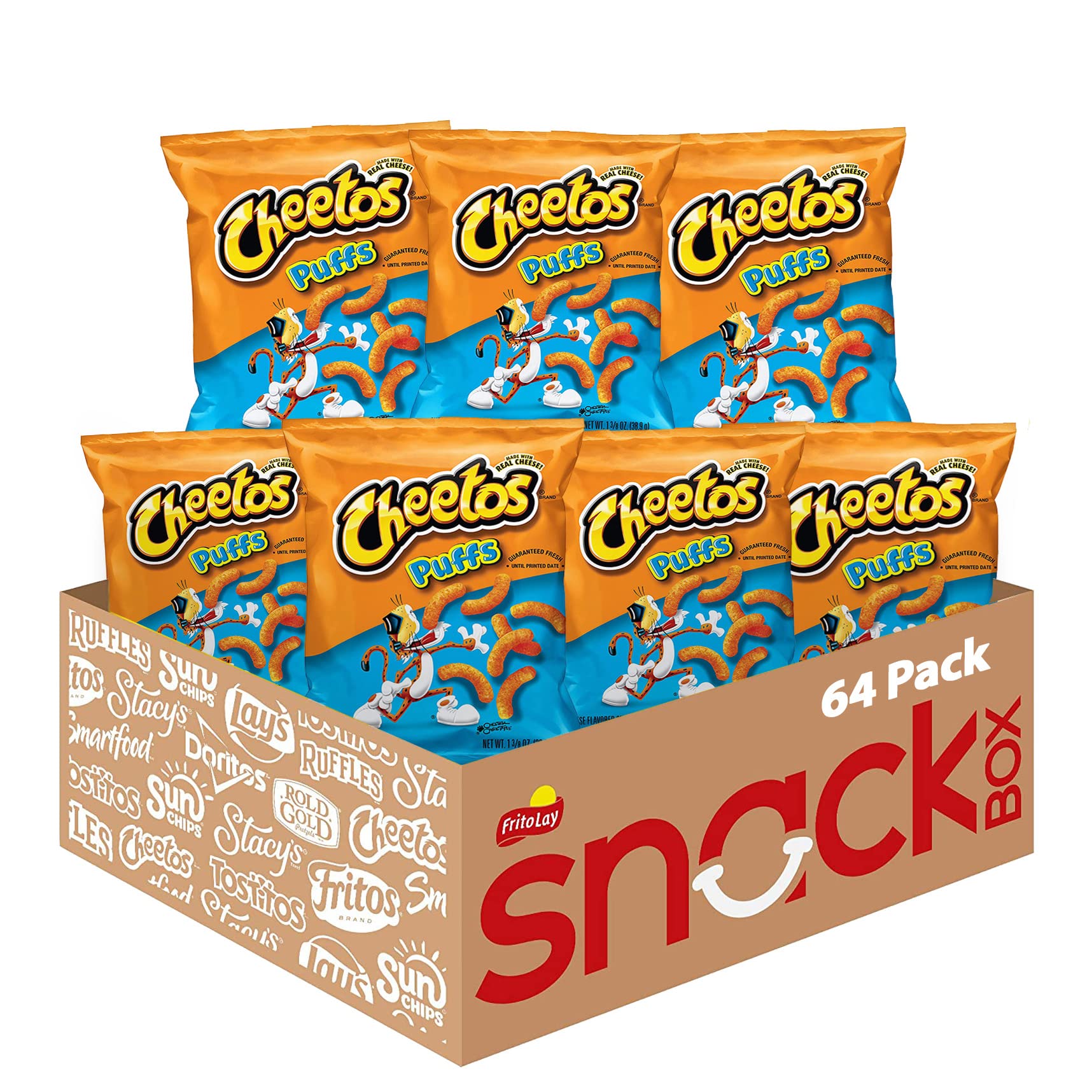 Crunchy Cheetos Cheese Flavored Puffs Snacks - 1.375oz (64 Pack) | Bulk Cheese Puffs for Parties, School Lunches & Movie Nights