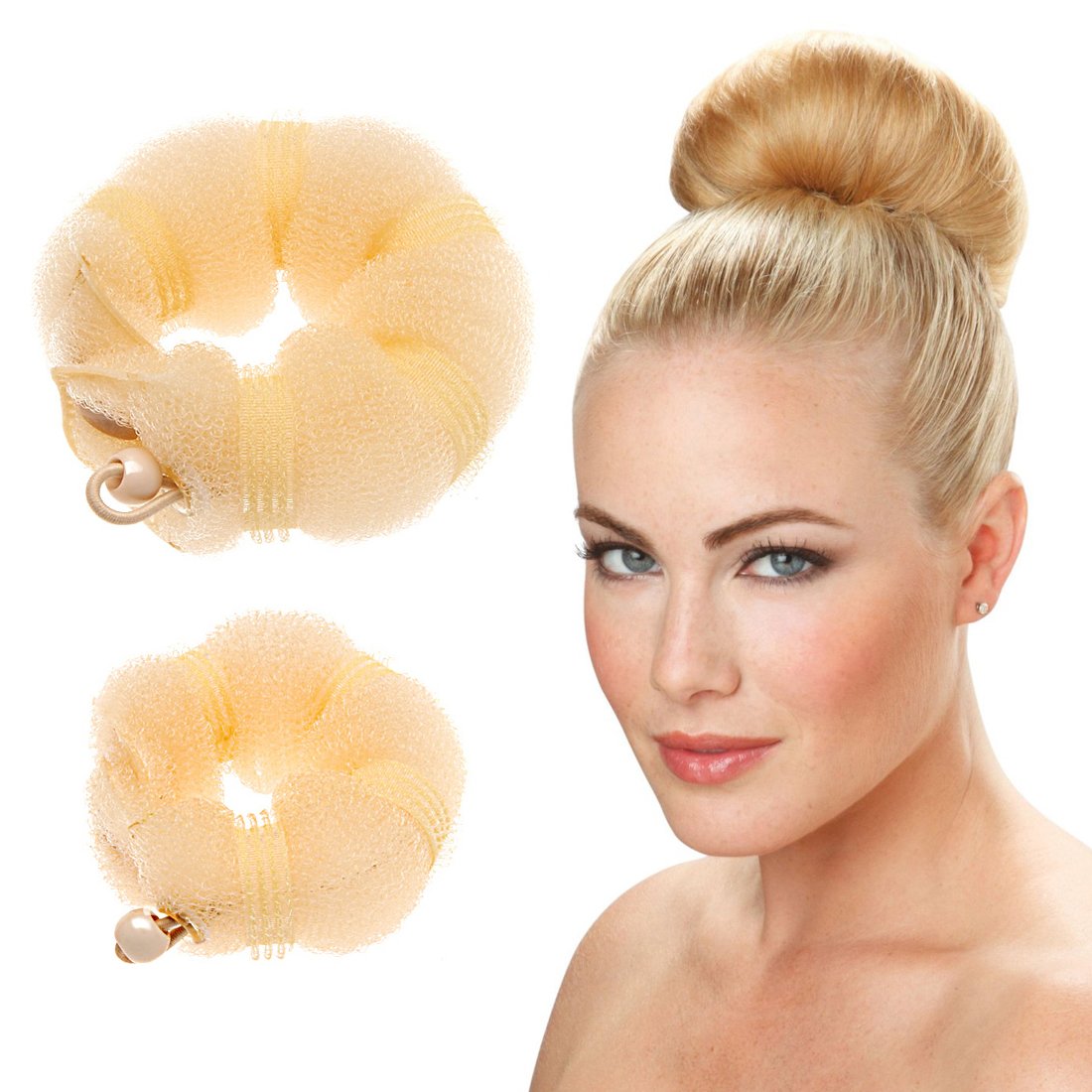 Magic Twist Ring Former & Doughnut Chignon Maker Set - 2 Piece Hair Styling Tools for Small & Large Buns (Blonde) | Perfect for Updos, Weddings & Everyday Hairstyles