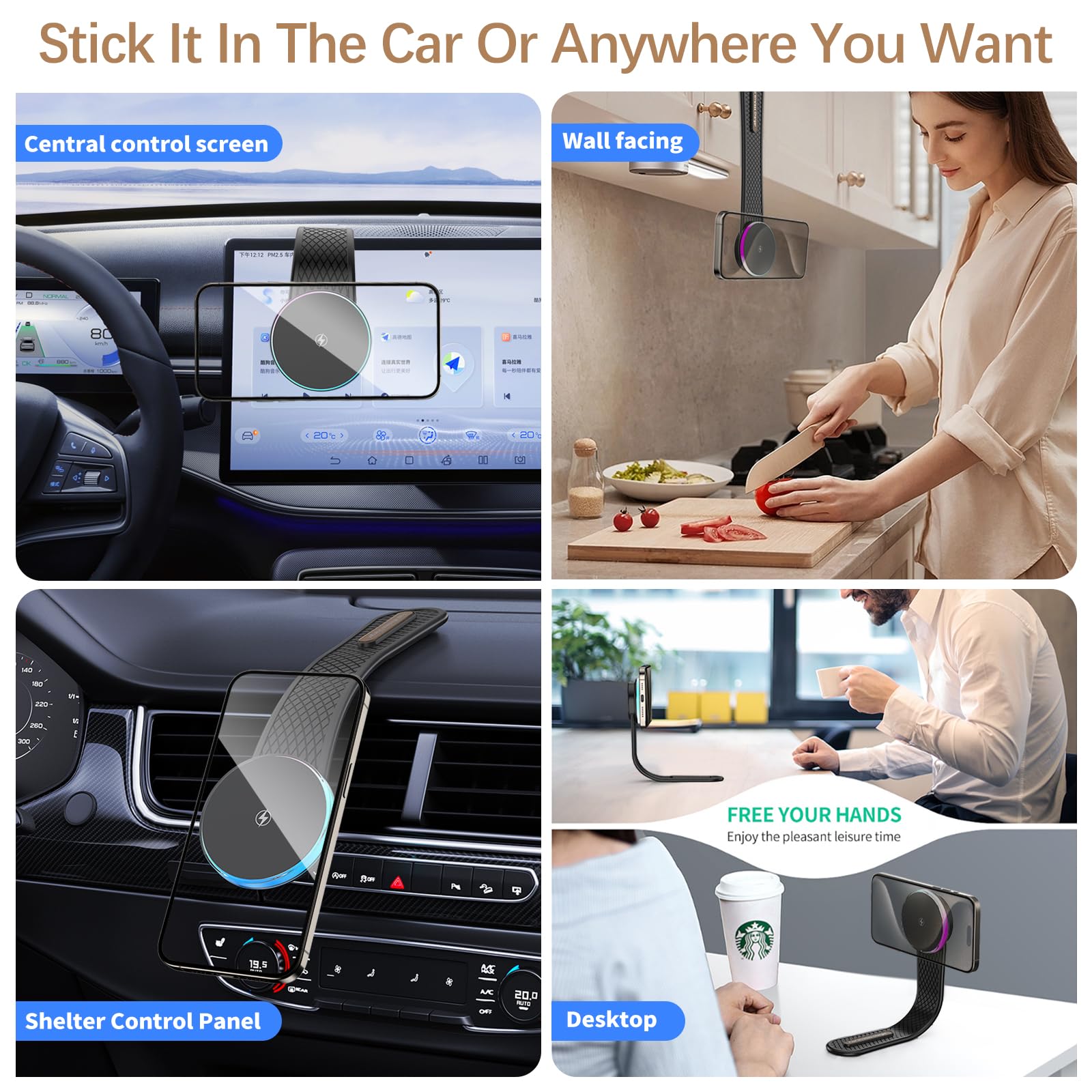 Flexible Magnetic Wireless Phone Charger for Car - Bendable Memory Titanium Alloy Mount, Fast Charging Stand (15W/10W/7.5W) - Easy Installation for iPhone, Samsung Galaxy | Perfect for Road Trips & Commuting