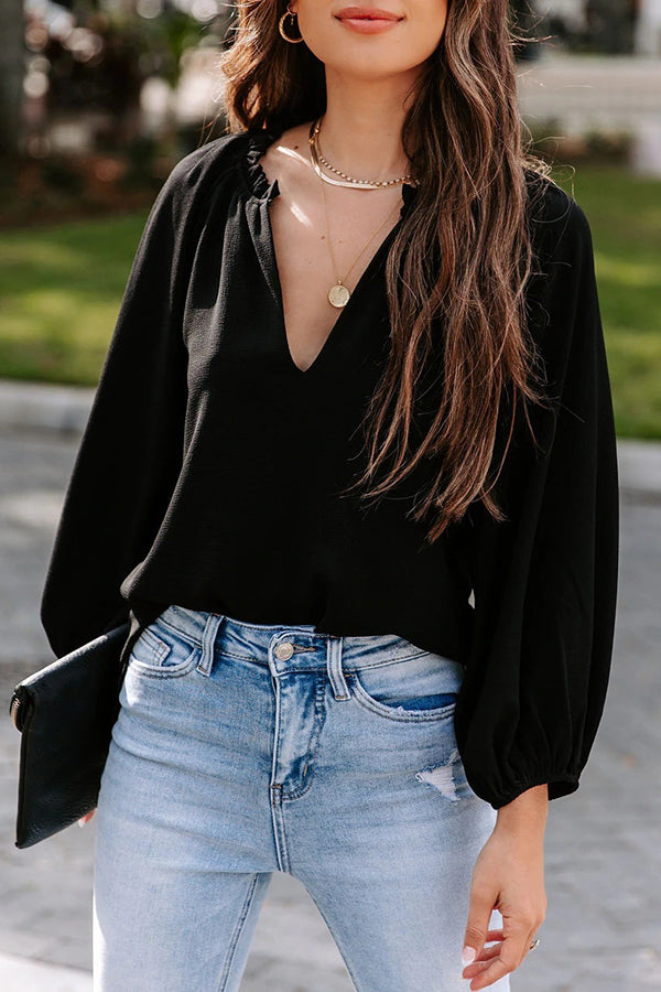 Elegant Work Life Balance V Neck Blouse for Women - Professional Office Wear & Casual Outfit