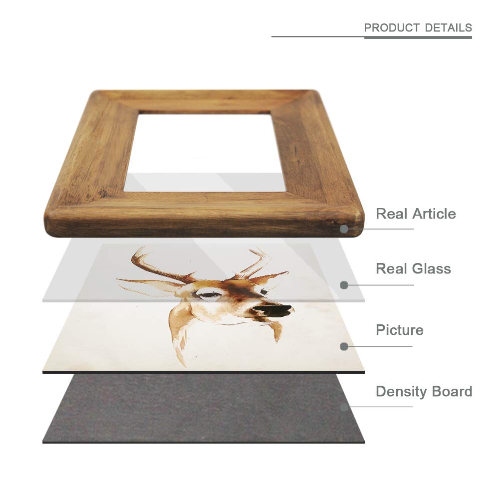 8x8 Rustic Wooden Picture Frames - Square Photo Frame with Real Glass Front for Wall & Tabletop Display (Brown) - Perfect for Home Decor, Wedding Photos, Family Portraits and Office Art Displays
