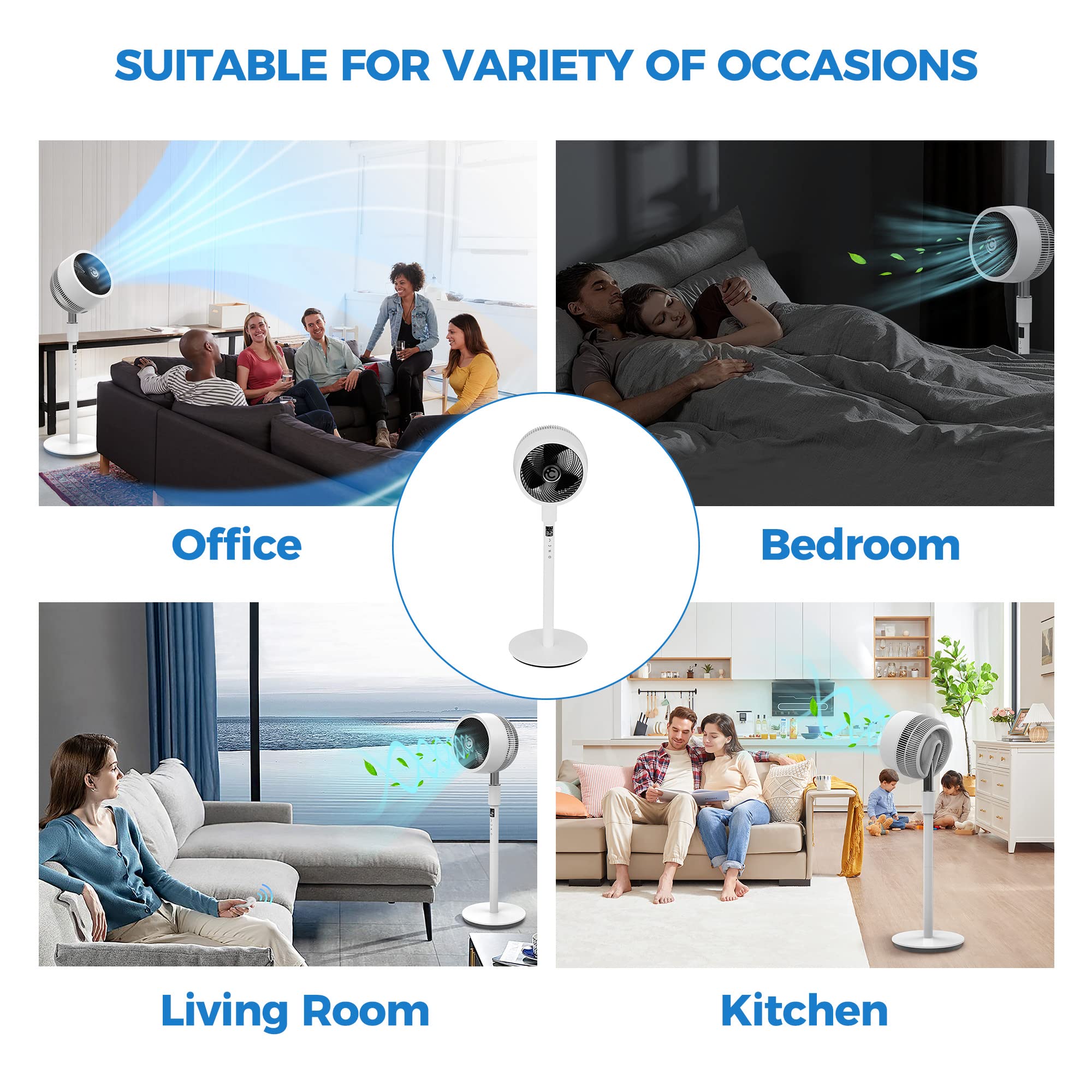 CoCoCo Remote Control Pedestal Fan - 32 Speed Adjustable Floor Fan with 90° & 360° Oscillation, Ultra Quiet Air Circulator for Bedroom & Office, 12-Hour Timer, Height Adjustable - Perfect for Home Cooling, Office Comfort & Housewarming Gifts