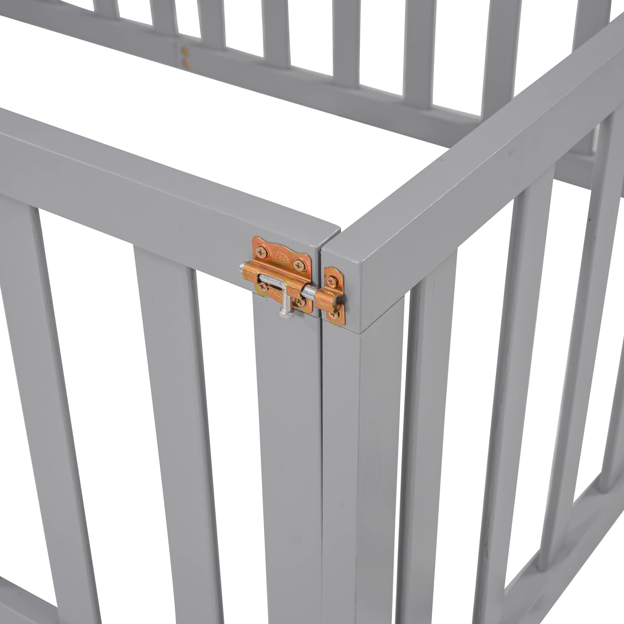 Montessori Twin Floor Bed with Safety Rails & Door - Wooden Low Profile Bed Frame for Kids, Girls & Boys - Grey - Perfect for Toddler Rooms, Daycare & Montessori Classrooms