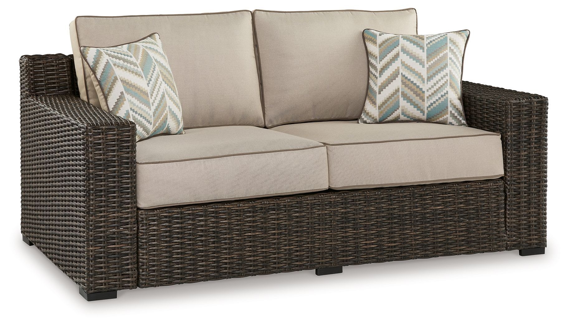 Coastline Bay Brown Loveseat with Cushion - Comfortable Small Sofa for Living Room, Apartment, or Office - Perfect for Relaxing and Entertaining Guests