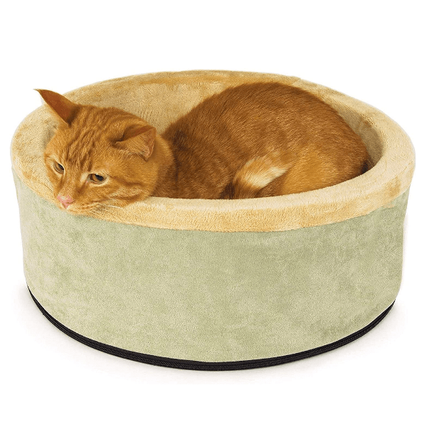 K&H Thermo Kitty Heated Cat Bed - Self-Warming Pet Bed for Indoor Cats, Soft Plush Fleece, 2 Sizes (Small & Large) - Perfect for Winter & Cold Weather Comfort