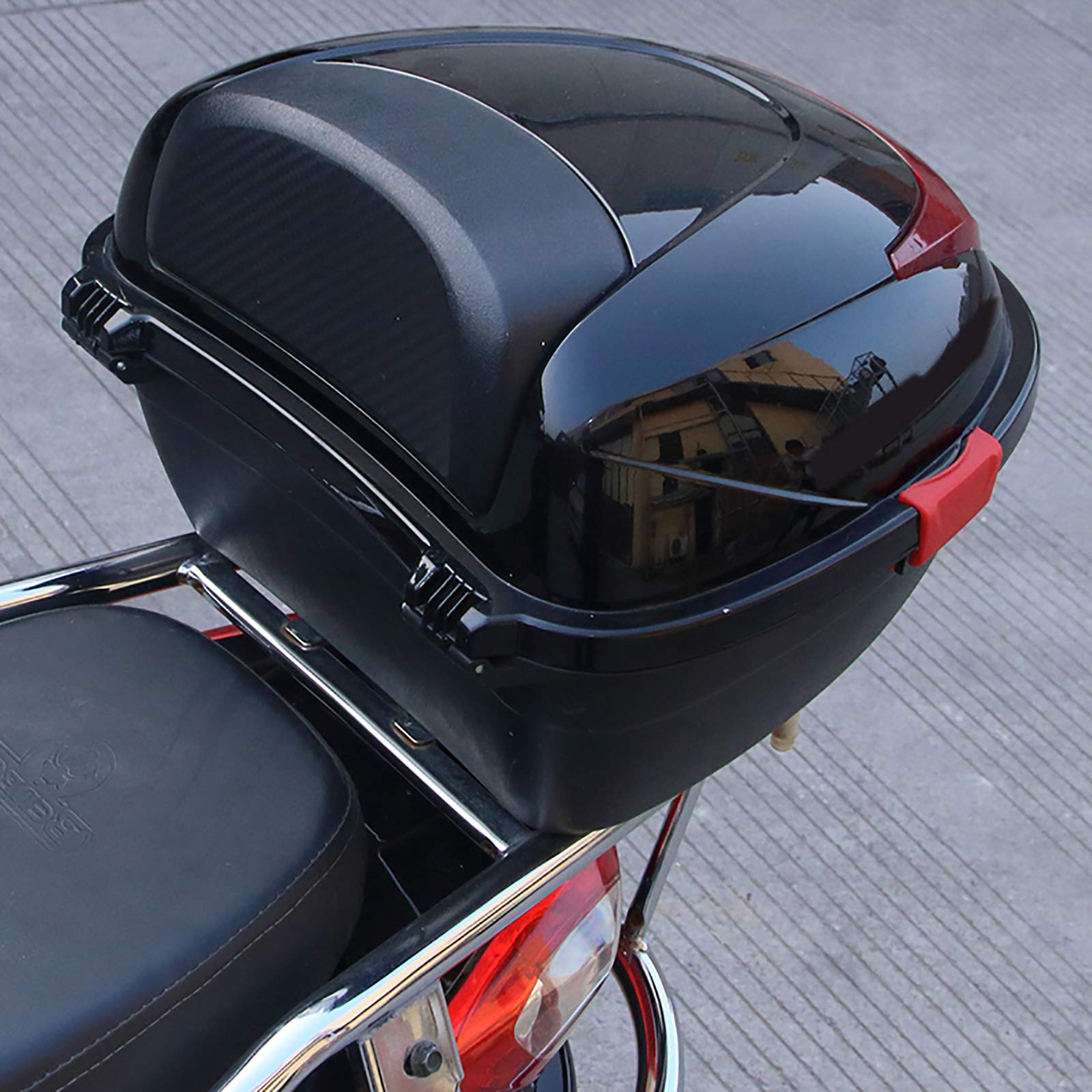 Universal 30L Motorcycle Tour Tail Box - Durable Scooter Luggage Storage & Helmet Case with Fittings - Waterproof Rear Trunk for Harley, Honda, Yamaha - Perfect for Road Trips & Commuting