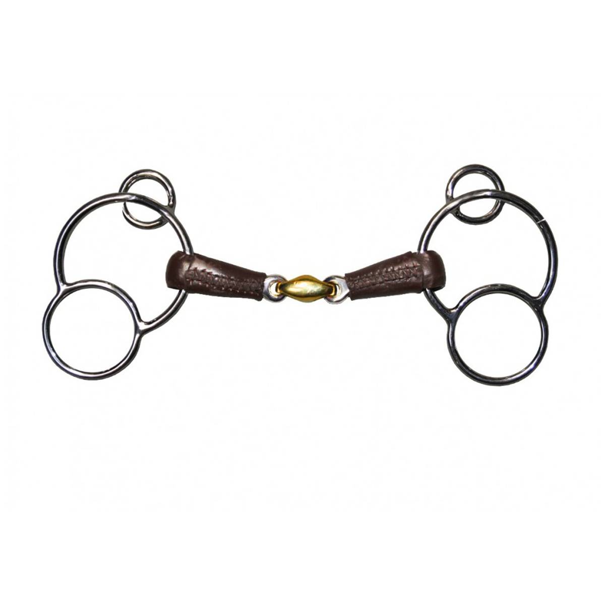 Jump'in Leather Covered French Link German 3 Ring Bit - Premium Horse Training Bit for Dressage & Western Riding - Perfect for Equestrian Training & Show Jumping