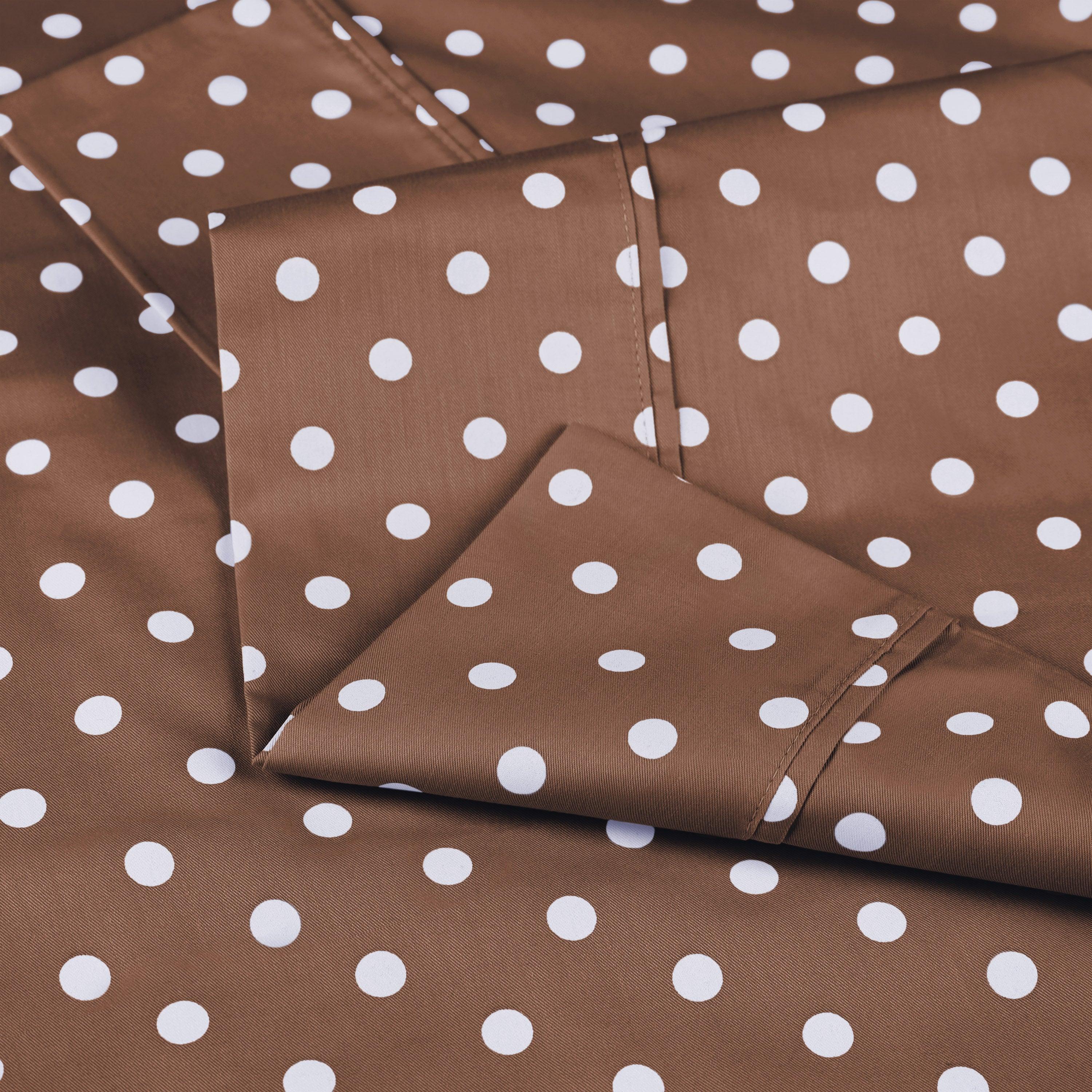 Polka Dot 600 Thread Count Cotton Blend Deep Pocket Sheet Set - Queen Size Bed Sheets for Comfortable Sleep - Perfect for Master Bedroom, Guest Room & Dorm