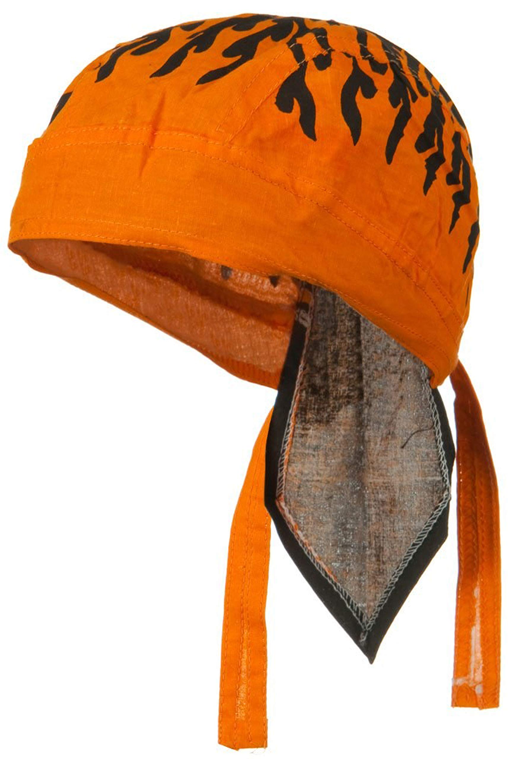 Black and Orange Cotton Dorag Bandana Head Wrap Skull Cap for Men & Women - Perfect for Sports, Outdoor Activities & Fashion Accessories