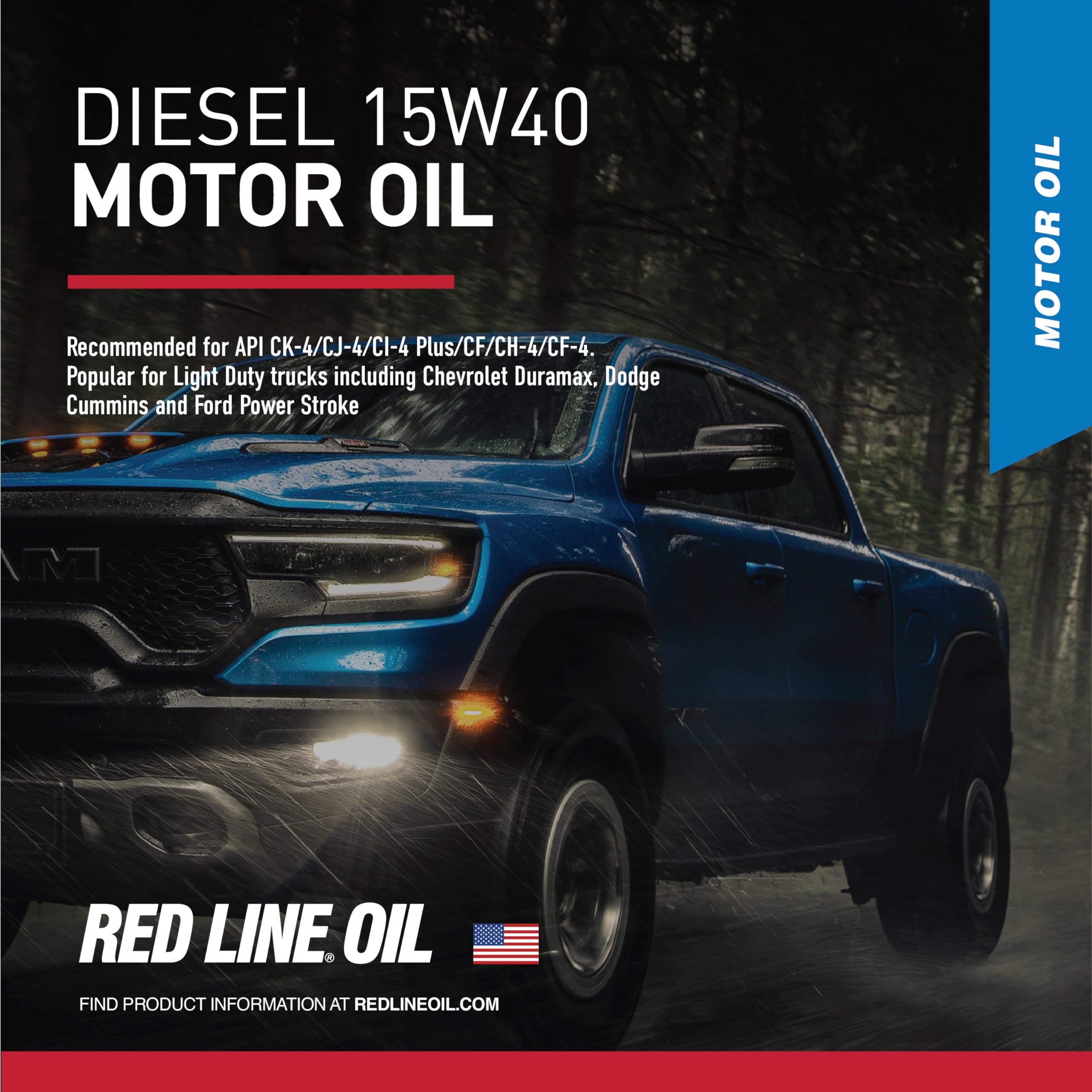 Red Line 21405 15W40 Full Synthetic Diesel Engine Oil - 1 Gallon (4 Pack) | High Performance Motor Oil for Trucks, SUVs & Heavy Duty Vehicles | Extreme Temperature Protection & Engine Cleanliness