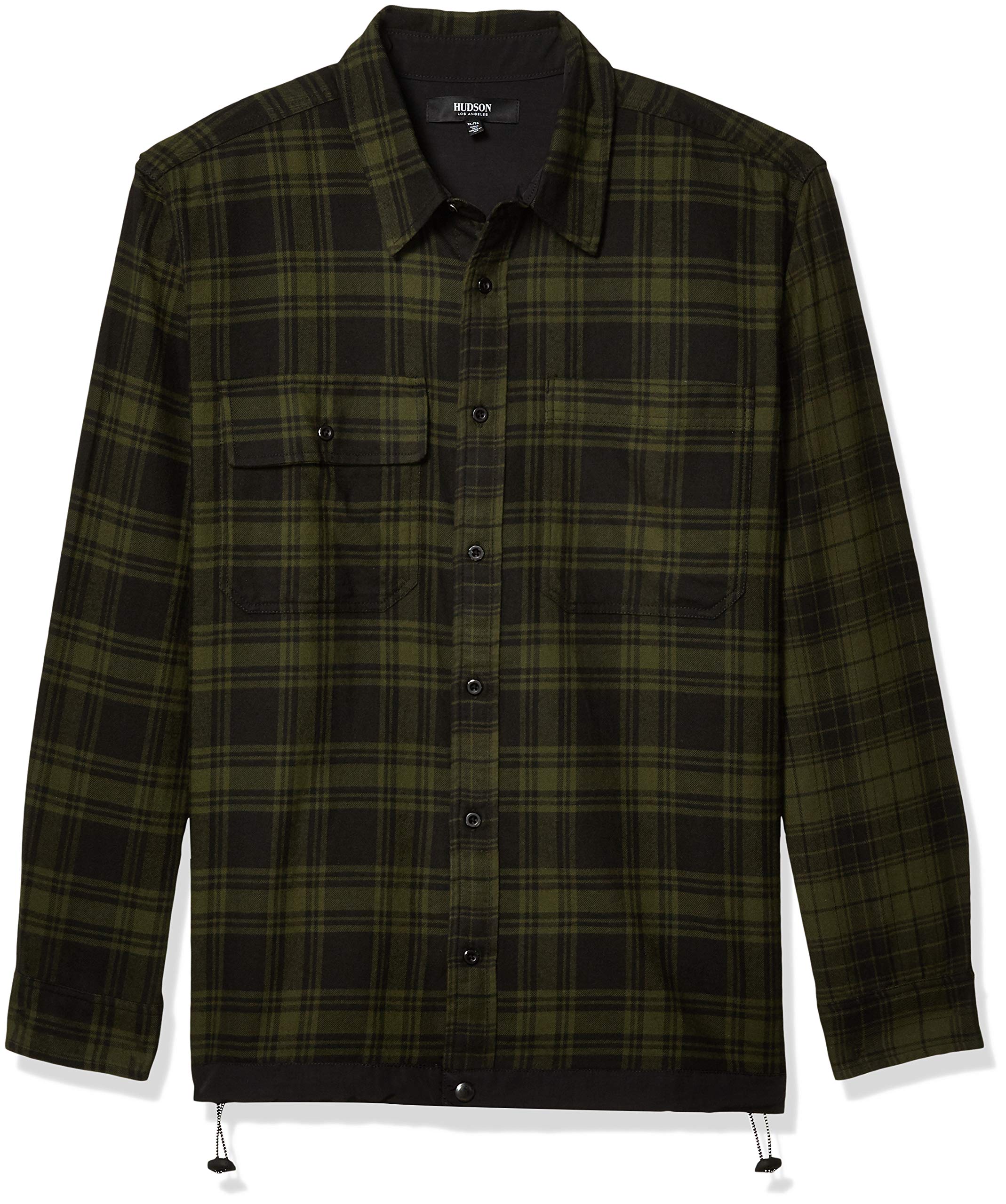HUDSON Men's Plaid Flannel Shirt - Soft Cotton Long Sleeve Button Down for Casual Wear, Outdoor Activities & Fall Fashion