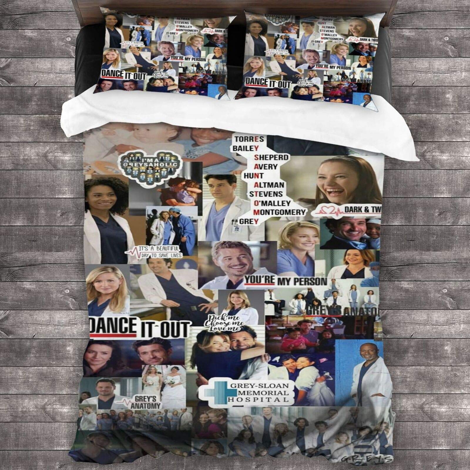 Ghoul Grey's Anatomy Bedding Set Full Size - 3 Piece Ultra Soft Microfiber Comforter Set with Modern Anime Print (86