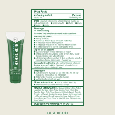 Biofreeze Pain Relieving Gel - 3 oz Fast-Acting Muscle & Joint Relief for Athletes & Active Lifestyles - Perfect for Post-Workout Recovery & Arthritis Pain Management