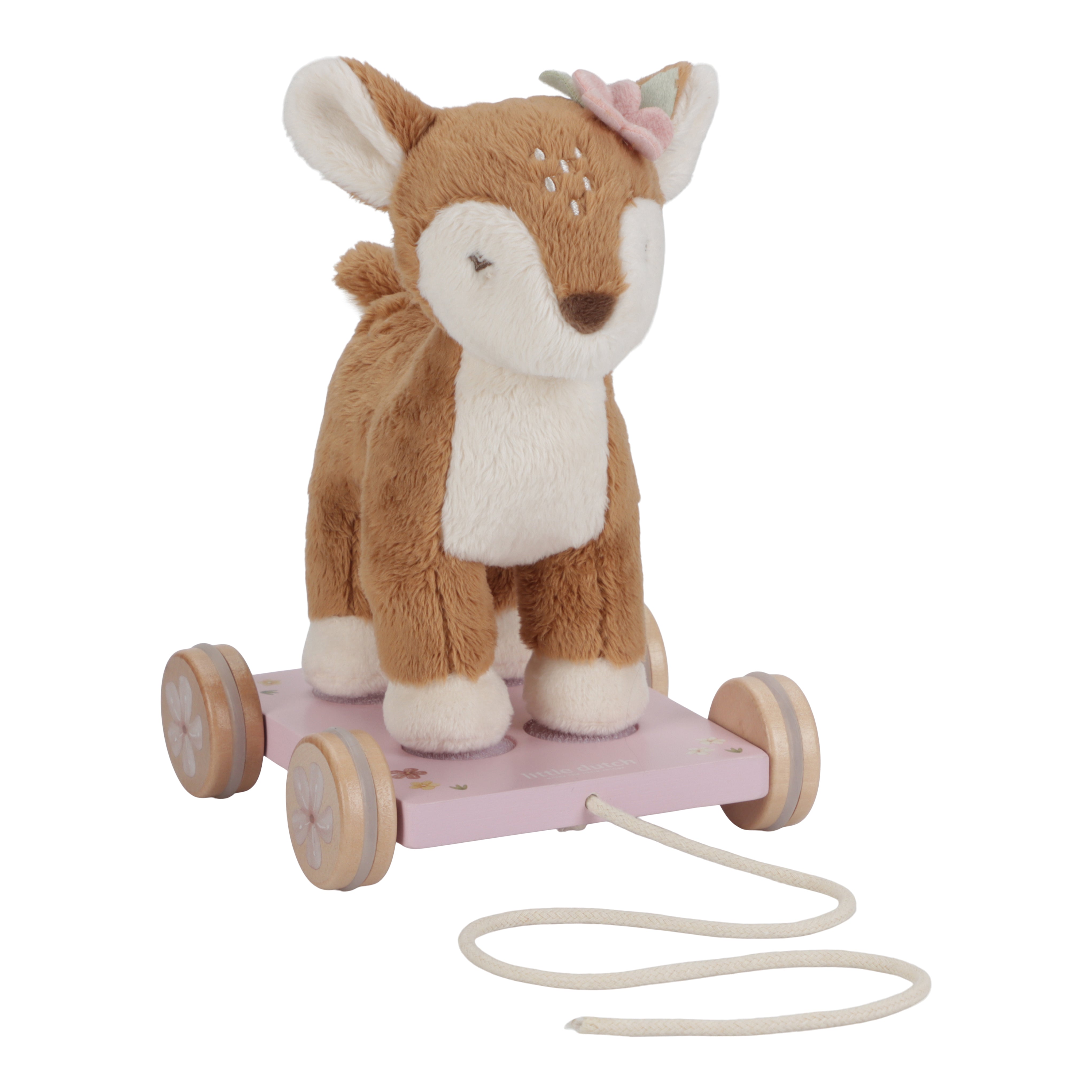 Adorable Fairy Garden Pull Along Plush Deer Toy - Soft & Cute Stuffed Animal for Kids - Perfect for Imaginative Play, Nursery Decor & Toddler Gift