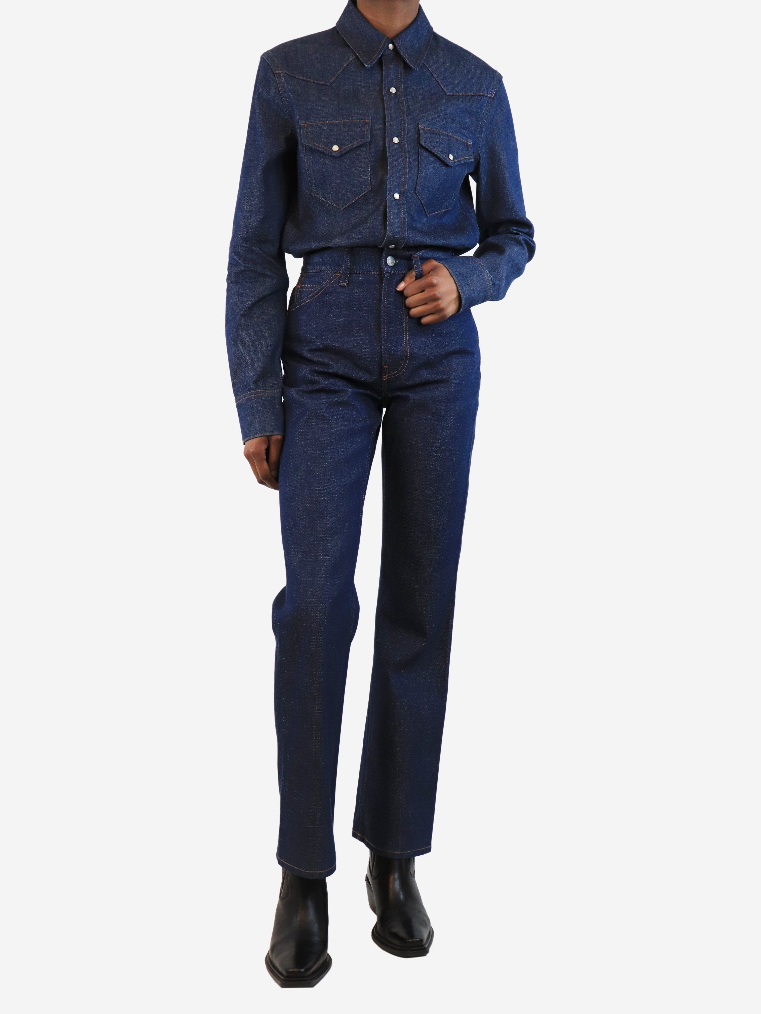 Blue Denim Shacket and Jeans Set - Size UK 6 | Women's Casual Outfit for Fall & Spring | Perfect for Streetwear, Weekend Outings, and Coffee Dates