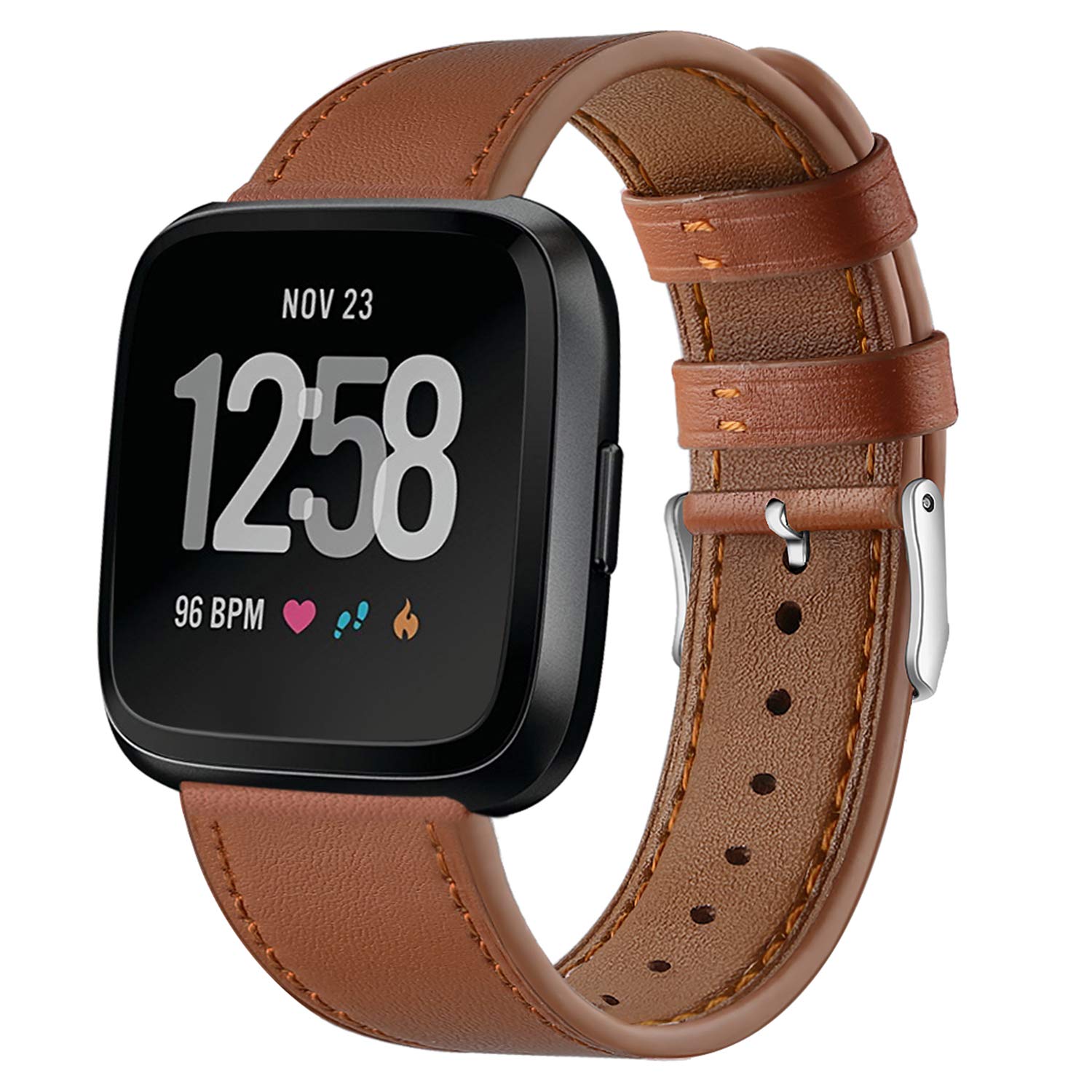 Premium Genuine Leather Bands for Fitbit Versa 2/Versa/Versa Lite - Replacement Watch Strap for Women & Men | Comfortable & Durable Fitness Tracker Accessory for Workouts, Office & Everyday Wear