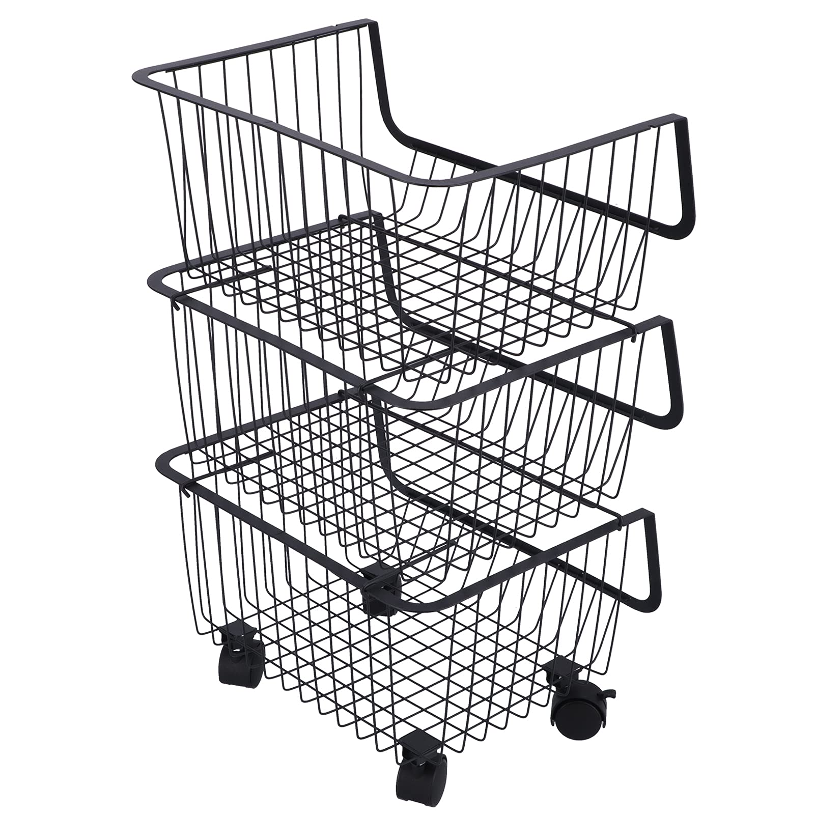 TOPINCN 16.3x13.8x23.6in Storage Basket with Chalkboard - Stackable Hanging Baskets for Kitchen, Fruits & Vegetables, Toiletries Organization - Perfect for Pantry, Bathroom Shelves & Laundry Room Storage