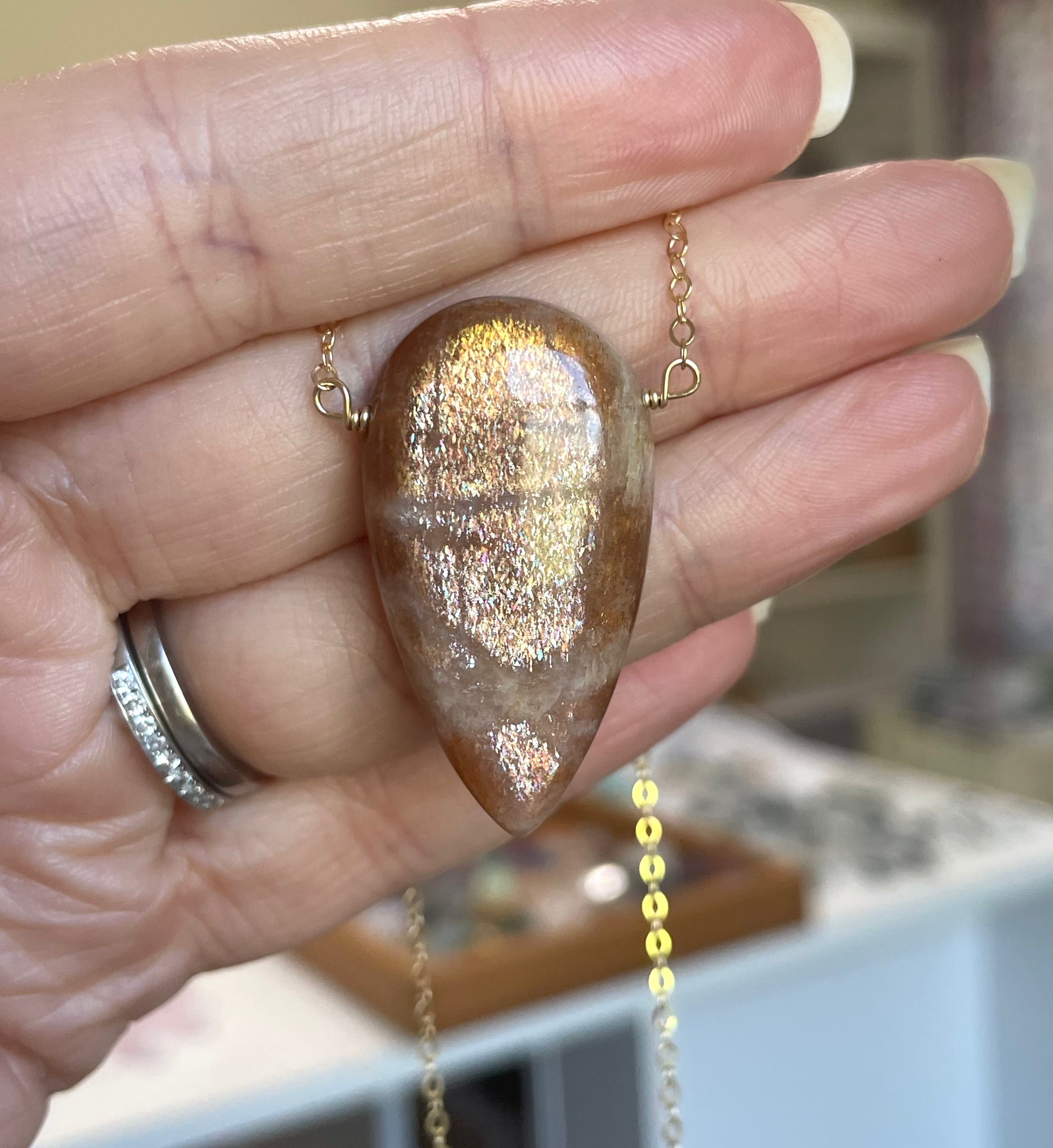 Custom Rainbow Lattice Sunstone Jewelry - Handmade Gemstone Pendant for Necklace or Bracelet - Perfect for Boho Fashion, Spiritual Healing & Unique Gifts
