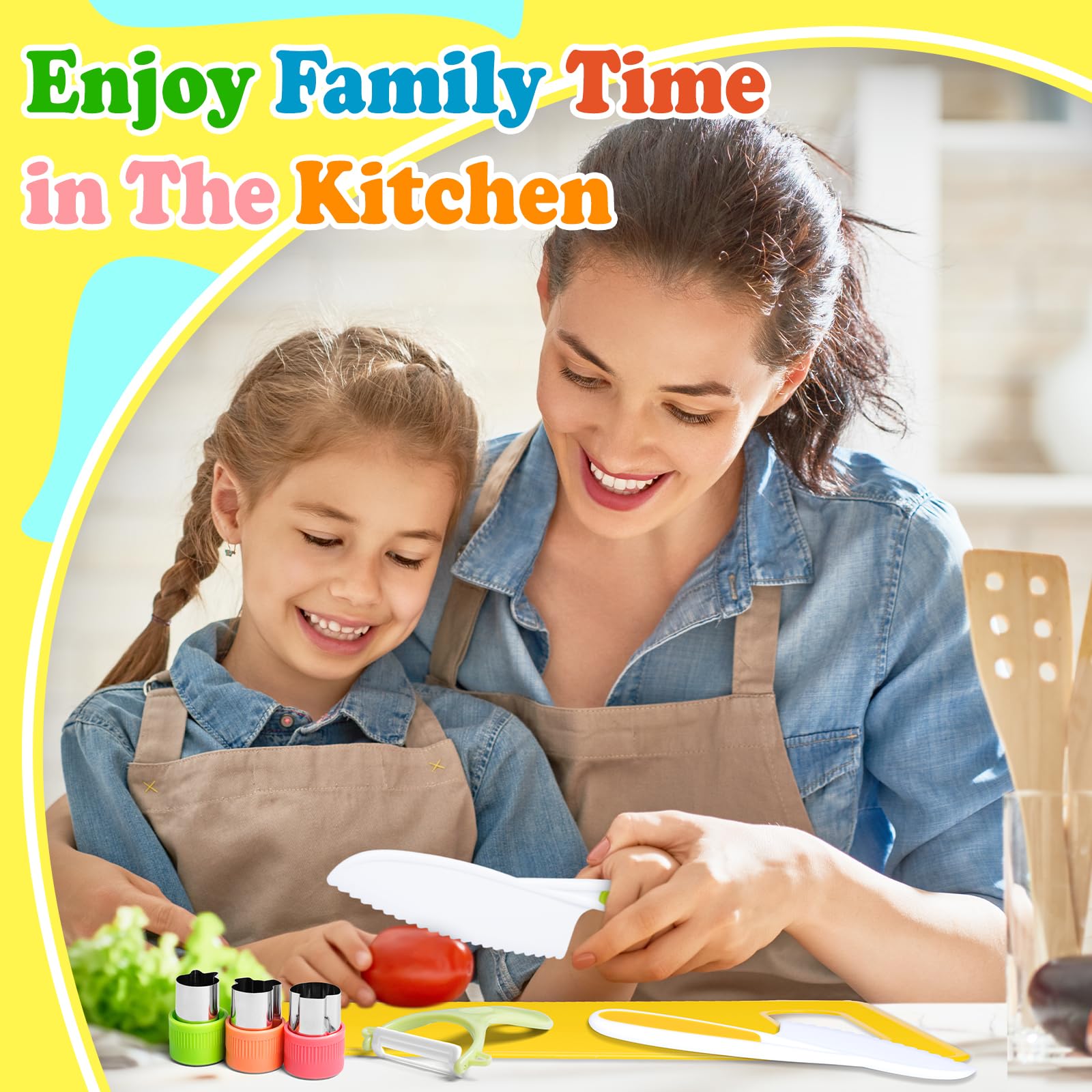 23-Piece Kids Cooking Set - Safe Kitchen Tools for Toddlers & Children with Cutting Board, Kid-Safe Knives, Peeler & Sandwich Cutters - Fun Real Cooking Experience for Boys & Girls - Perfect for Pretend Play, Cooking Classes & Family Bonding Time
