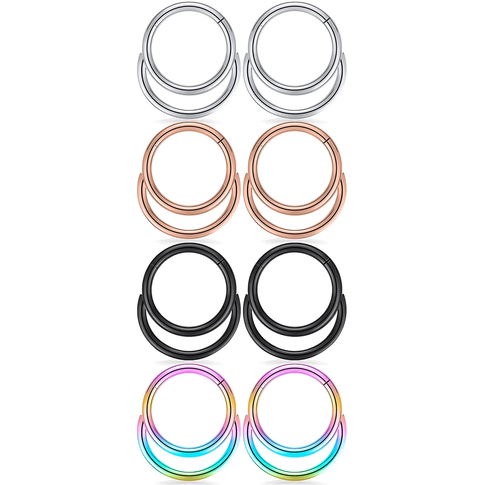 16G Septum Rings & Daith Piercing Jewelry Set - Small Septum Clicker, 16G Septum Hoop, 16G Daith Earrings for Women & Men - Perfect for Everyday Wear, Parties & Body Piercing Lovers