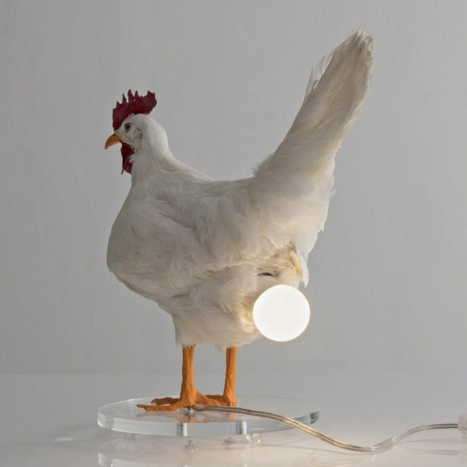 GOUXTD 3D LED Chicken Egg Lamp - Realistic Rooster Table Light, Resin Egg Night Light for Easter, Home, Bedroom & Living Room Decor | Perfect for Farmhouse, Nursery & Seasonal Holiday Decoration