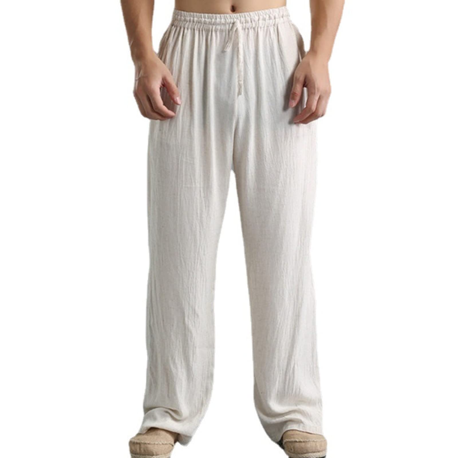 Men's Wide-Leg Casual Pants - Solid Color Breathable Comfortable Loose Fit Trousers for Everyday Wear, Work & Travel