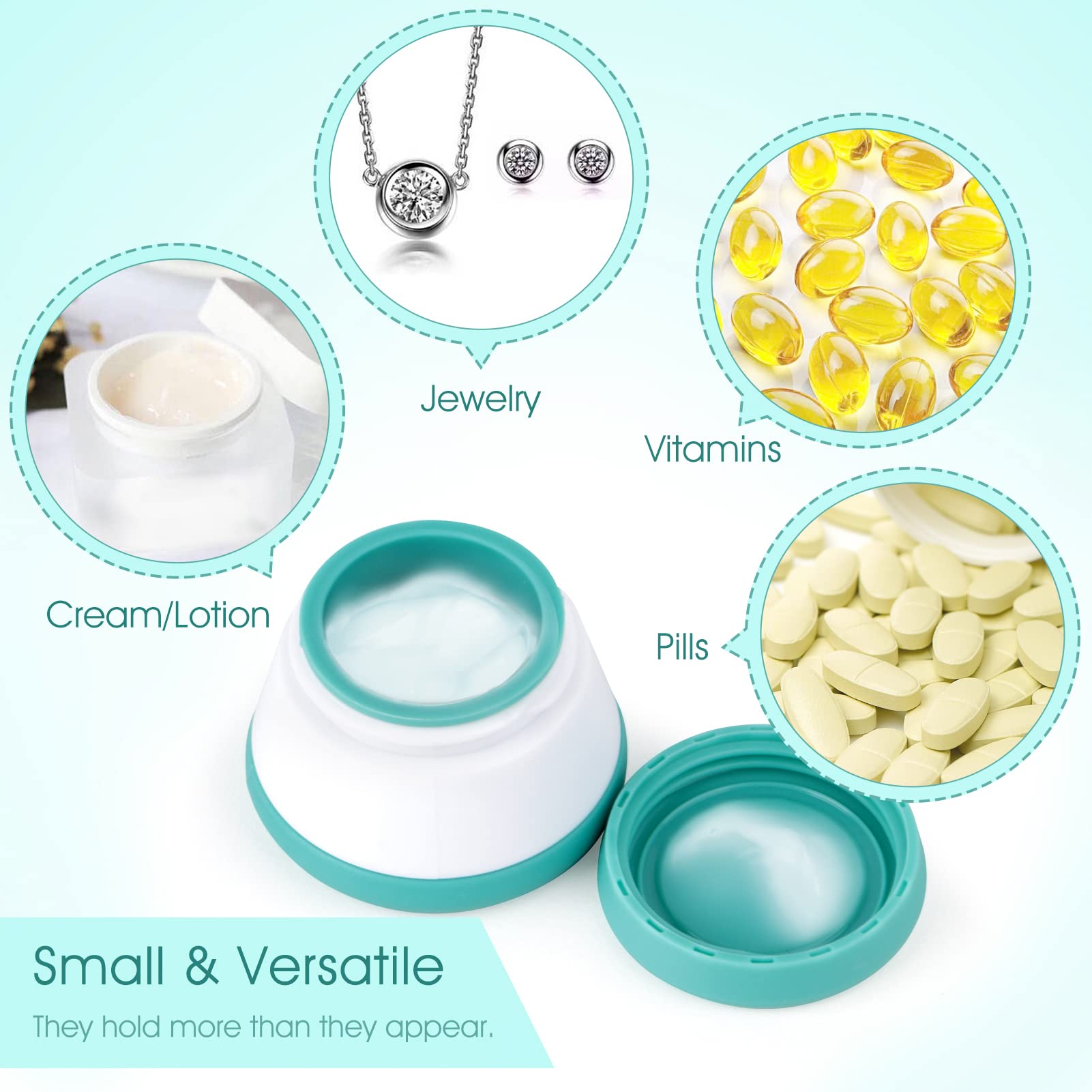 TSA Approved Silicone Travel Containers for Toiletries - 4PCS Leakproof BPA-Free Cream Jars with Lids & Mini Spatulas (Blue) - Perfect for Air Travel, Gym Bag & Vacation Essentials
