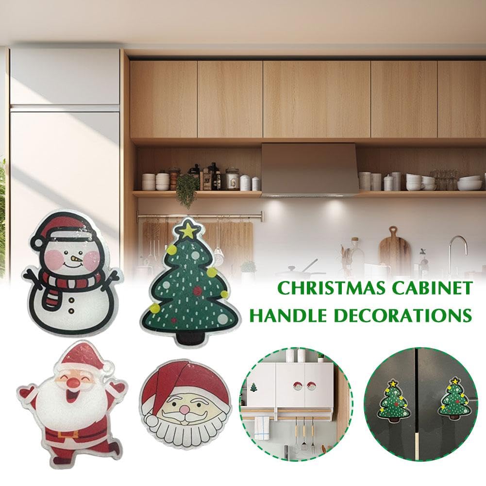 Festive Christmas Cabinet Knob Covers - 8PCS Snowman Santa Claus Tree Shaped Knob Covers for Cabinets & Doors - Holiday Home Decor for Kitchen, Bathroom, Living Room - Perfect Christmas Decoration for Cabinets, Drawers & Furniture