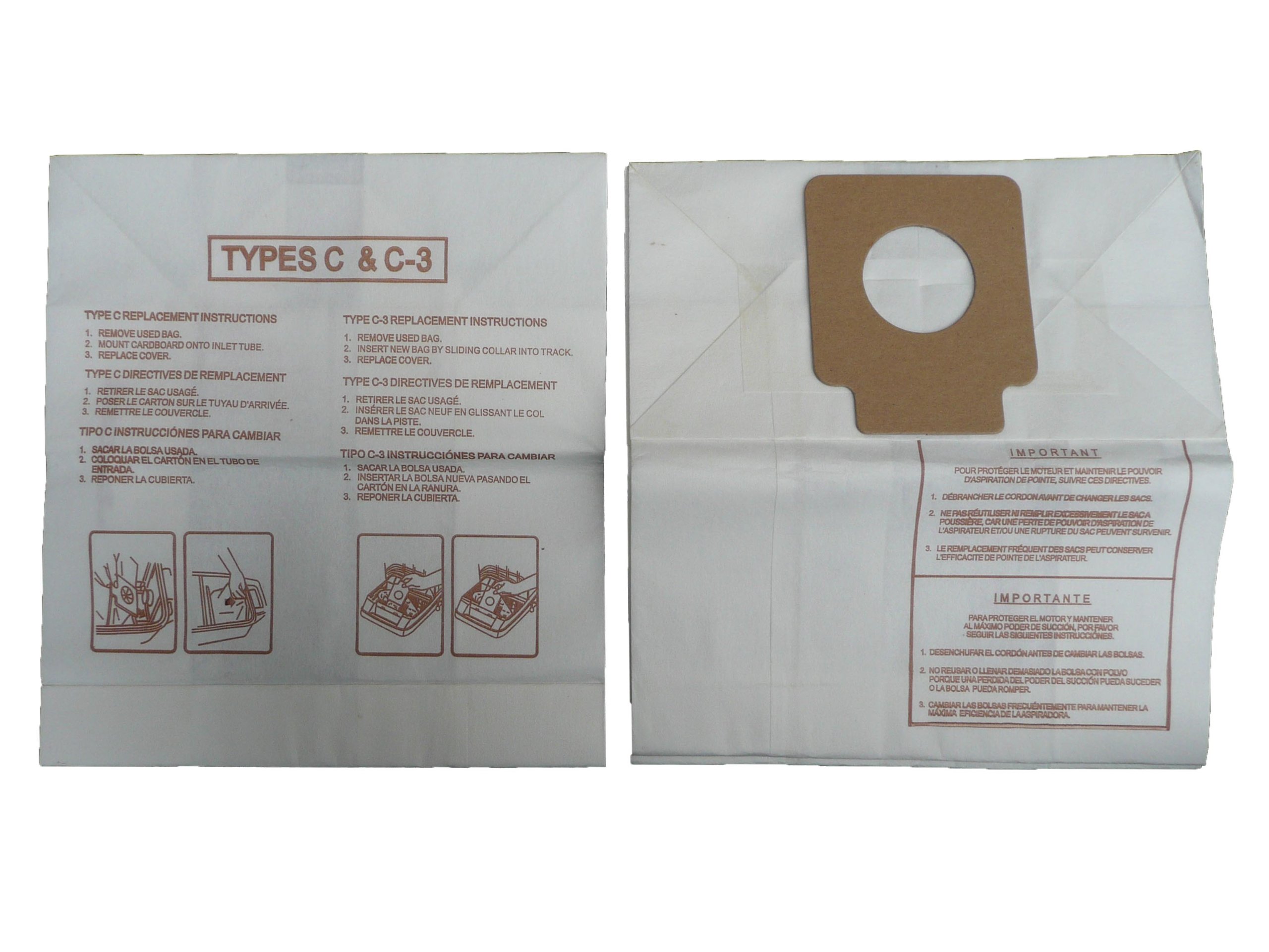 Panasonic C-3 Allergy Vacuum Bags (24 Pack) - Compatible with MC-125P, MC771, MC772, MC8310, MC8320 & MC8330 Canister Vacuums - HEPA Filtration for Dust Mites & Allergens - Ideal for Pet Hair, Home Cleaning & Allergy Relief